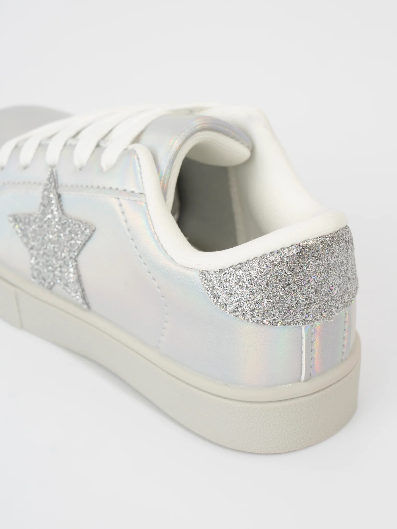Girls' Sparkle Star Sneaker - Holographic Silver - Image 7