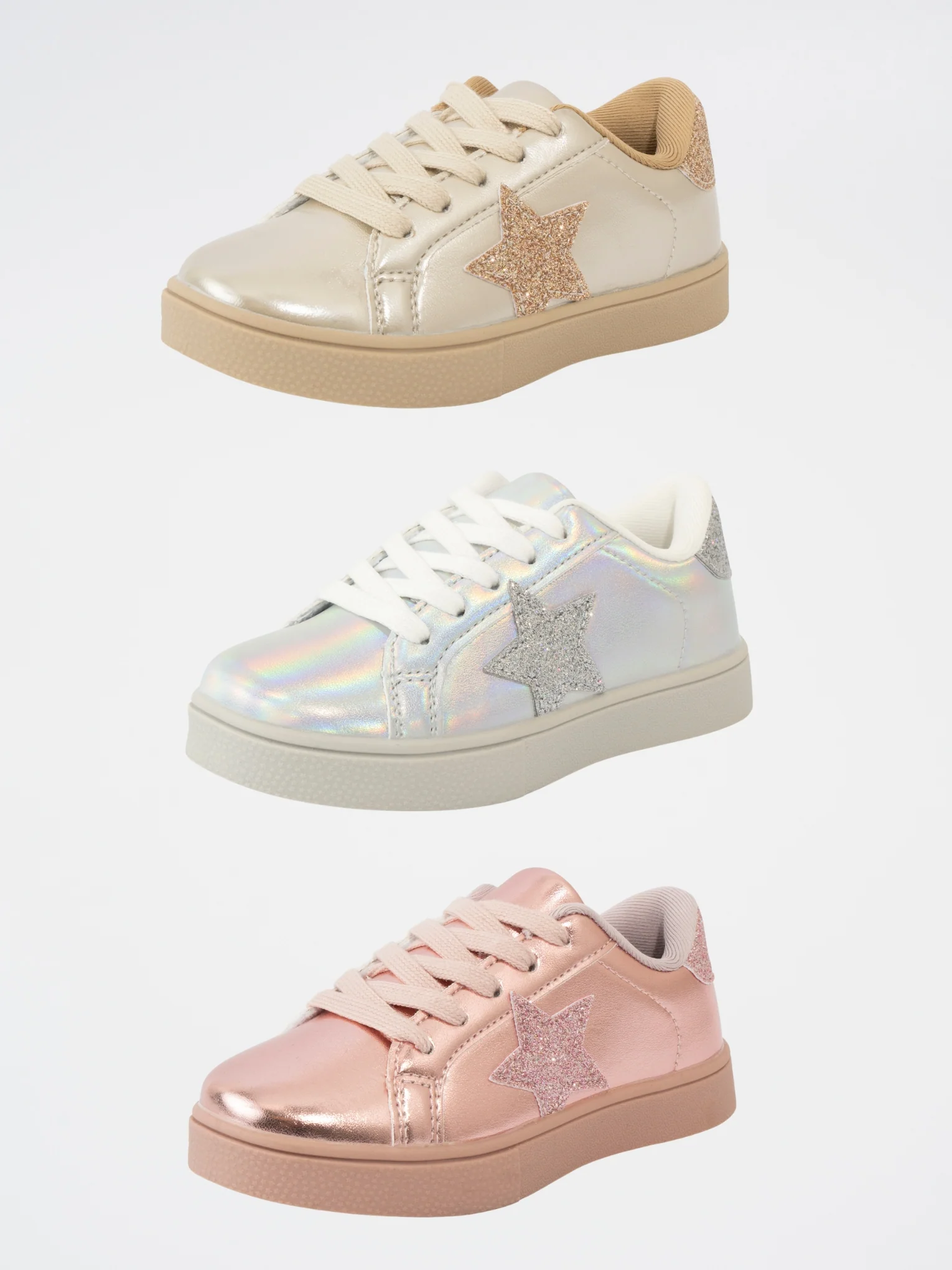 Girls' Sparkle Star Sneaker - Metallic Gold - Image 2