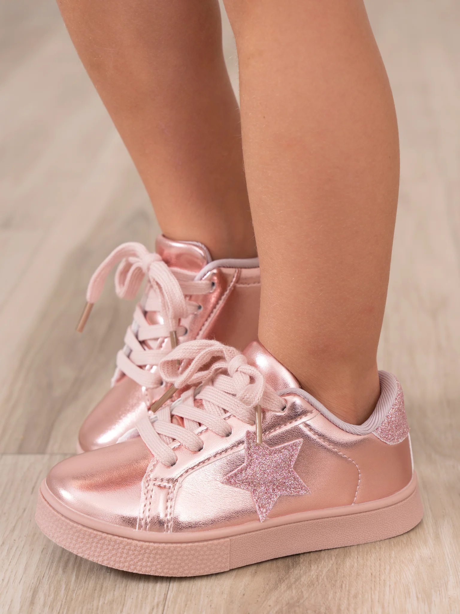 Girls' Sparkle Star Sneaker - Metallic Pink - Image 11