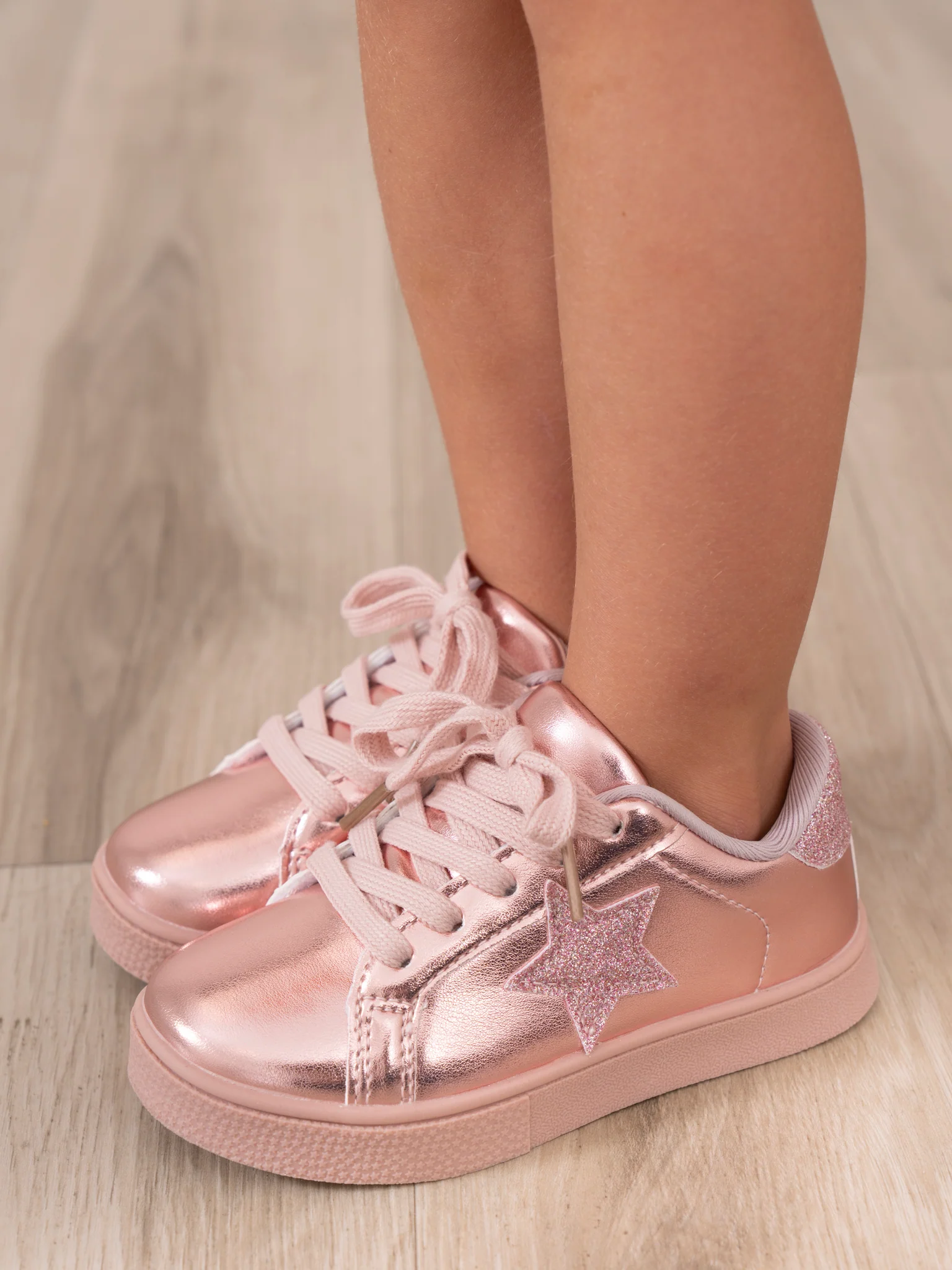 Girls' Sparkle Star Sneaker - Metallic Pink - Image 4