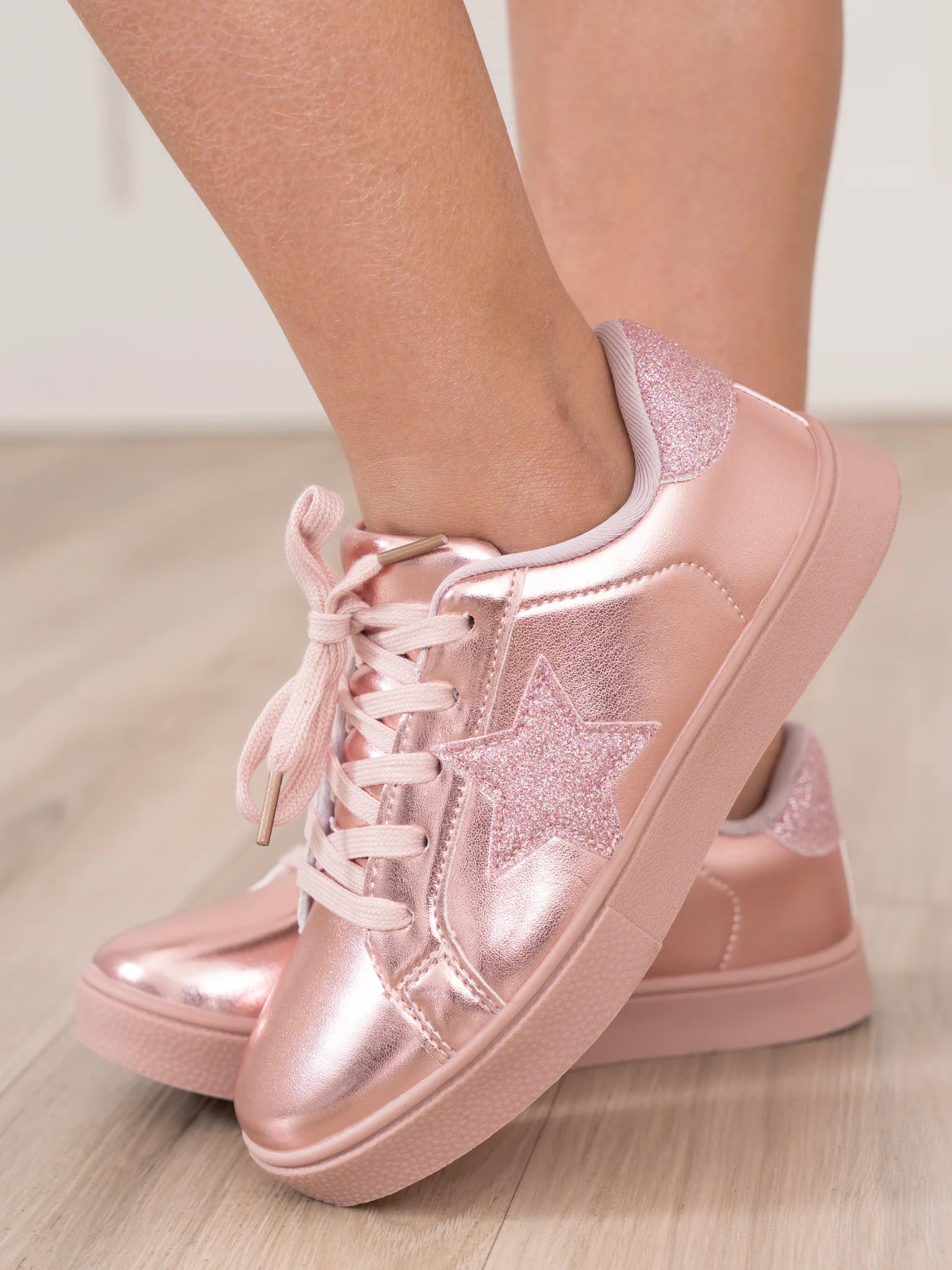 Girls' Sparkle Star Sneaker - Metallic Pink - Image 5