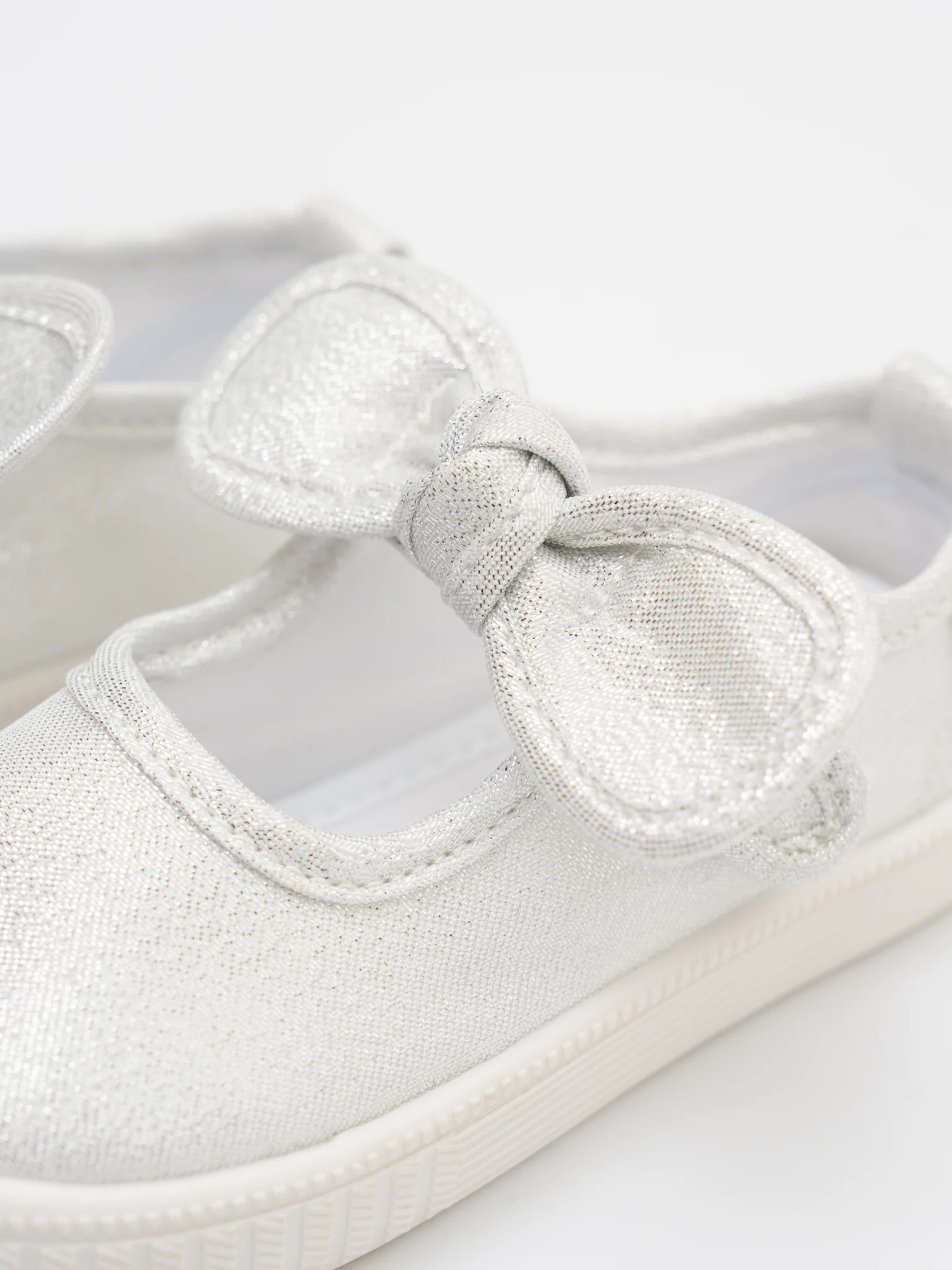 Girls' Sparkly Bow Mary Jane Sneaker - Silver Glitter - Image 4