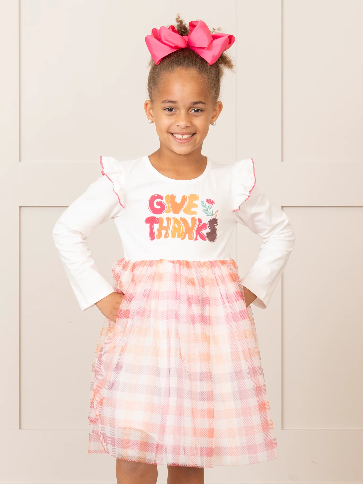 "Give Thanks" Plaid Tulle Dress