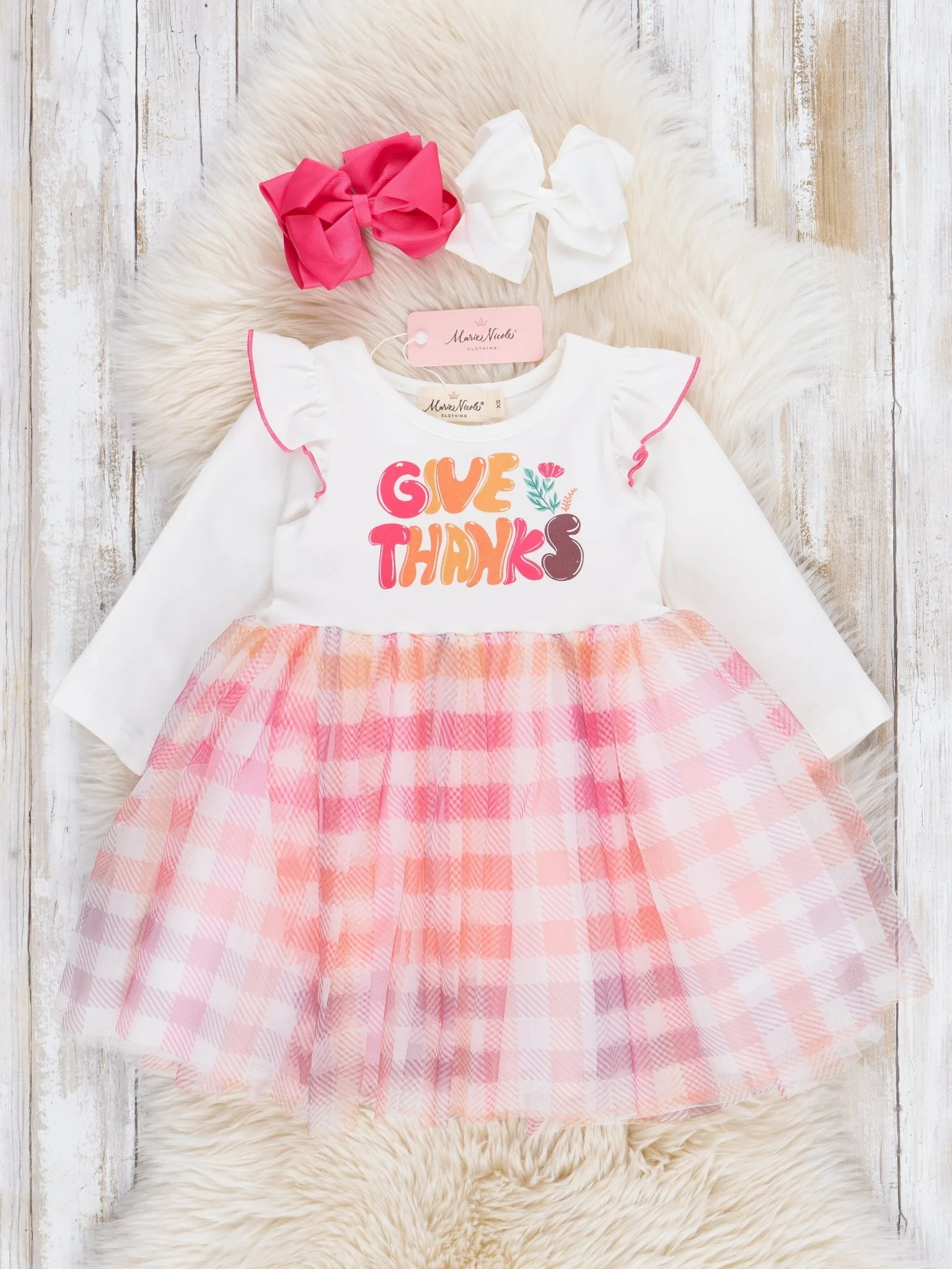 "Give Thanks" Plaid Tulle Dress - Image 2