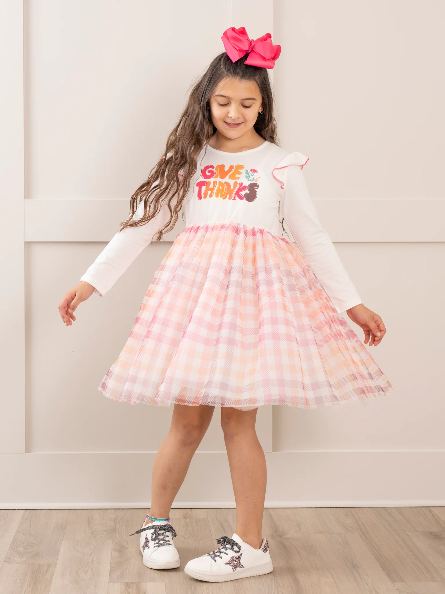 "Give Thanks" Plaid Tulle Dress - Image 4