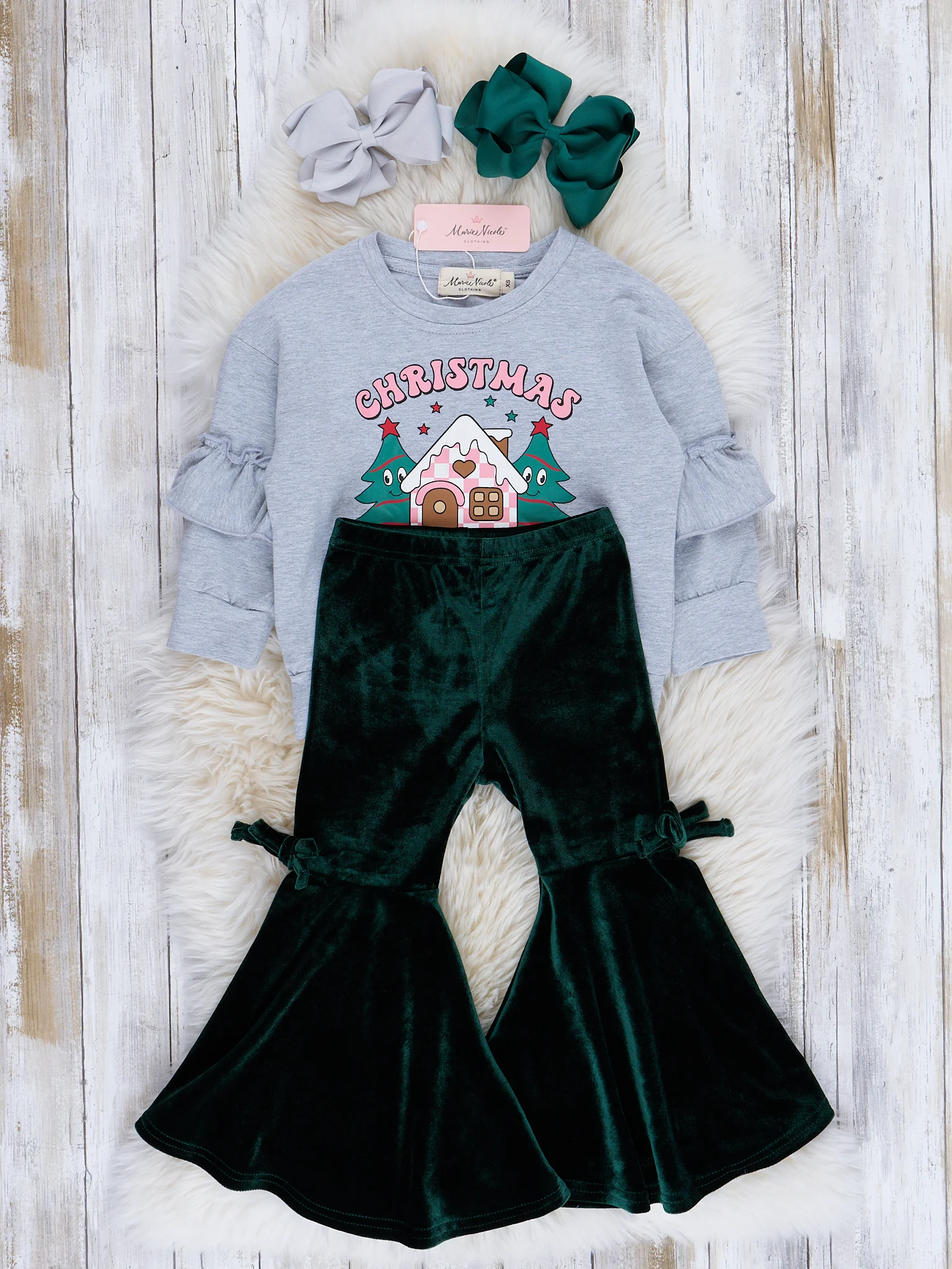 Glad Tidings Velvet Bell Bottom Outfit - Image 3