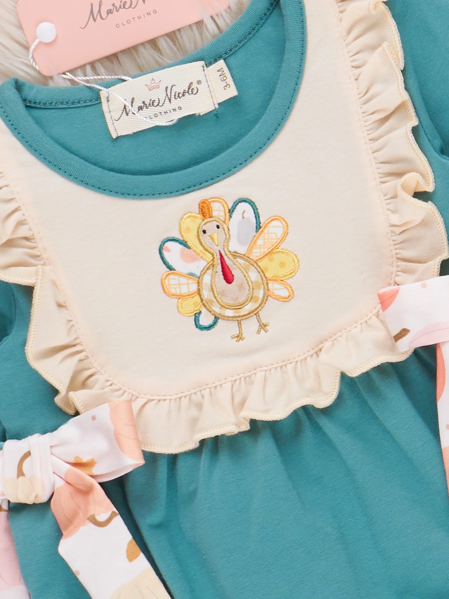 Gobble Giggles Bow Ruffle Bubble Romper - Image 2