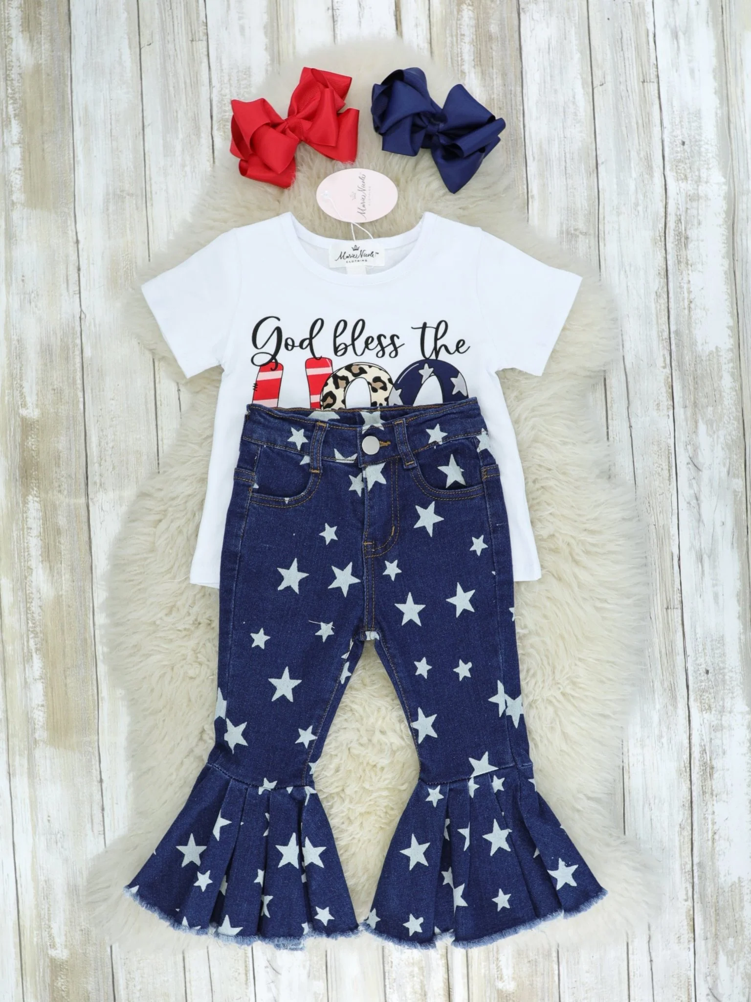"God Bless The USA" Star Bell Bottoms Outfit - Image 2