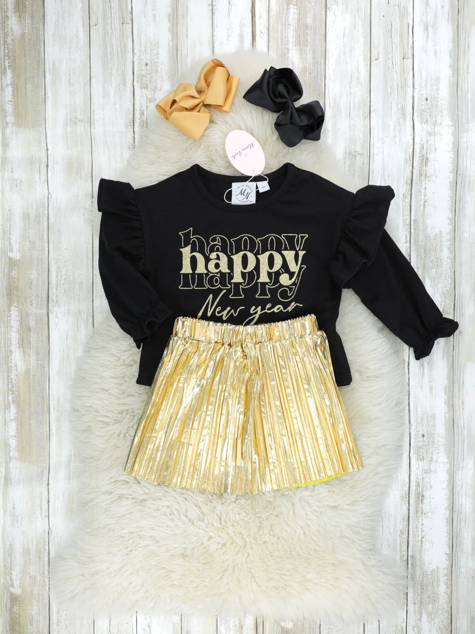 Gold "Happy New Year" Skirt Outfit - Image 2