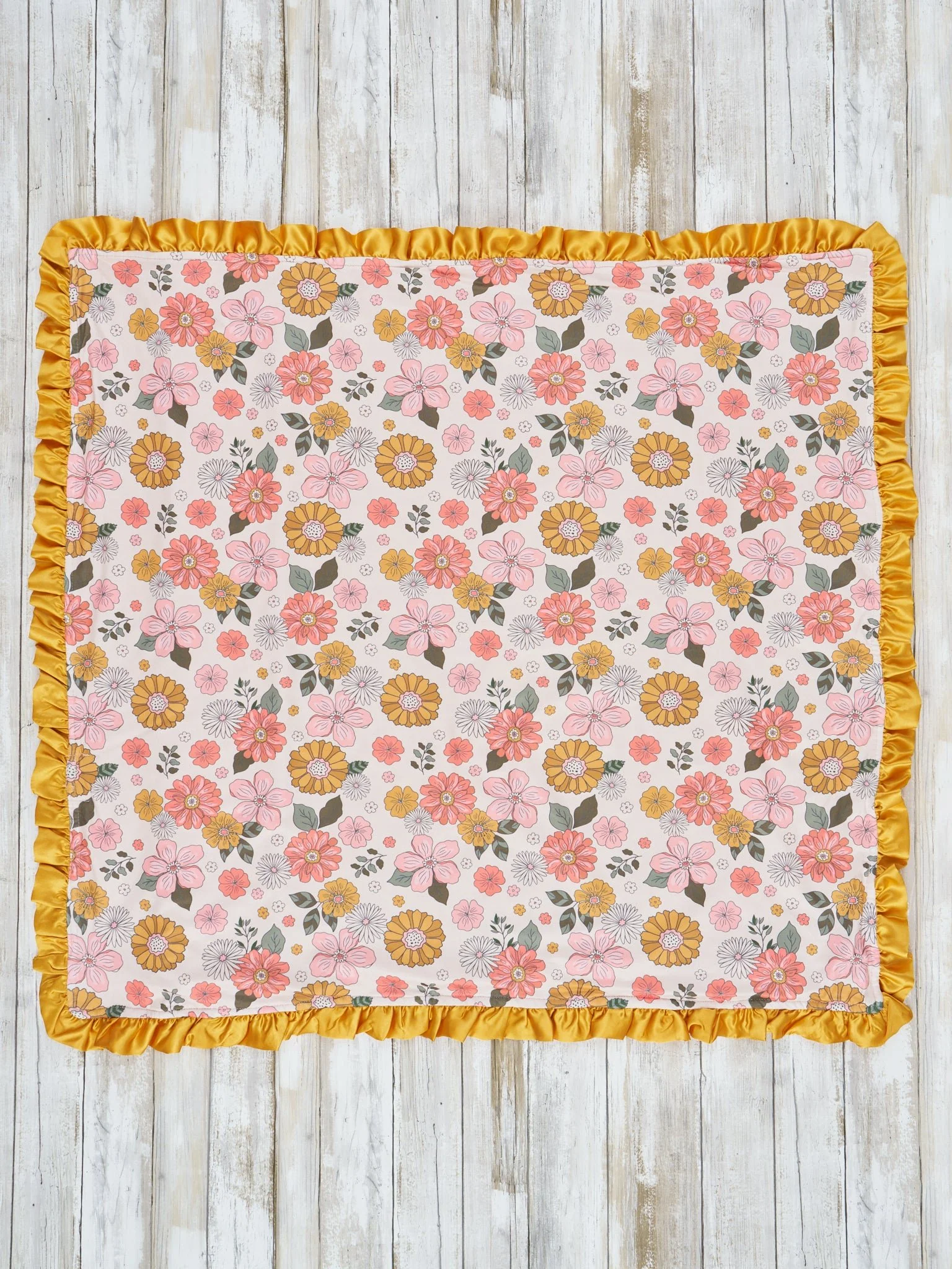 Gold Marigold Dreams Ruffle Minky Blanket