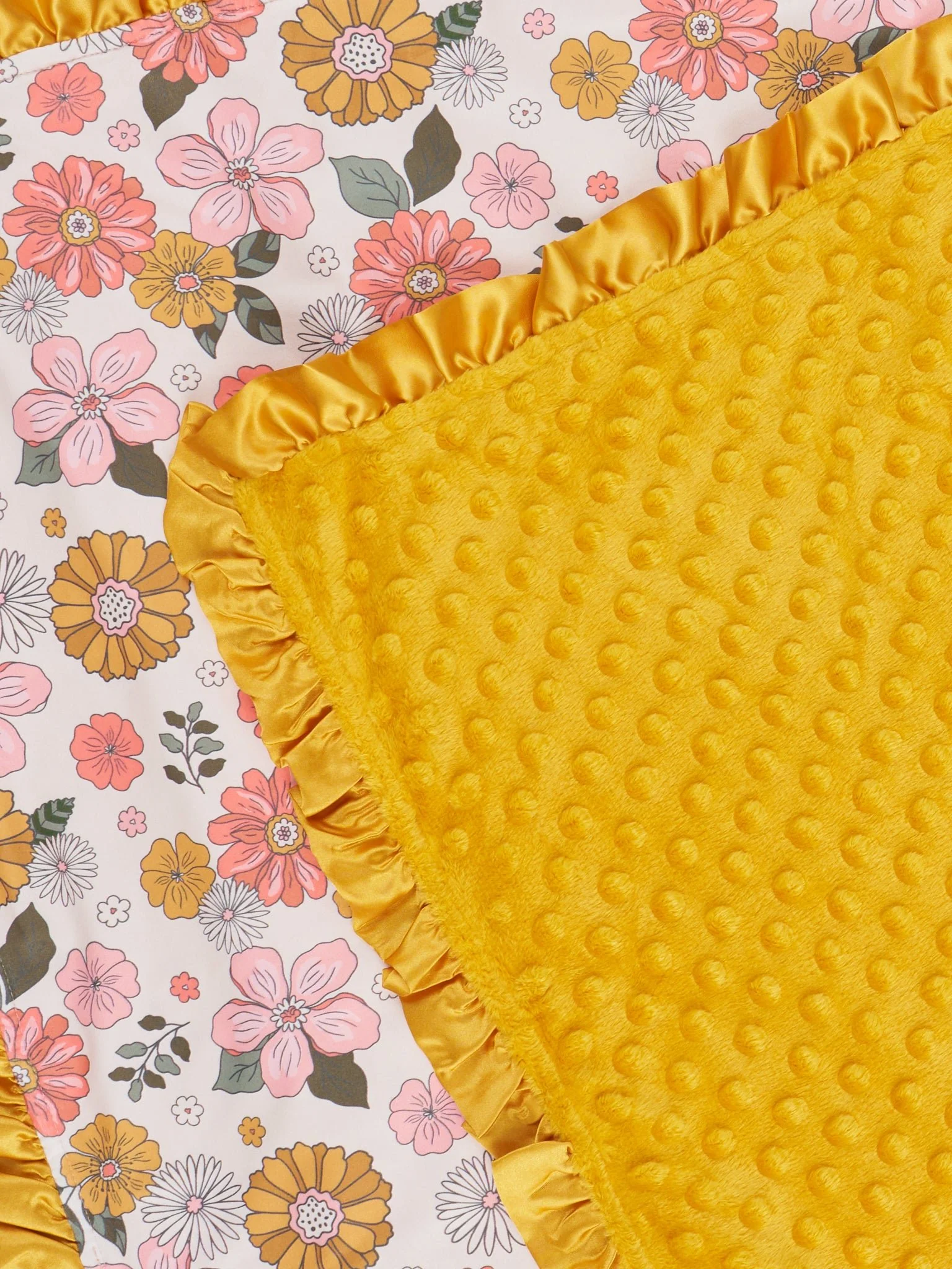 Gold Marigold Dreams Ruffle Minky Blanket - Image 2