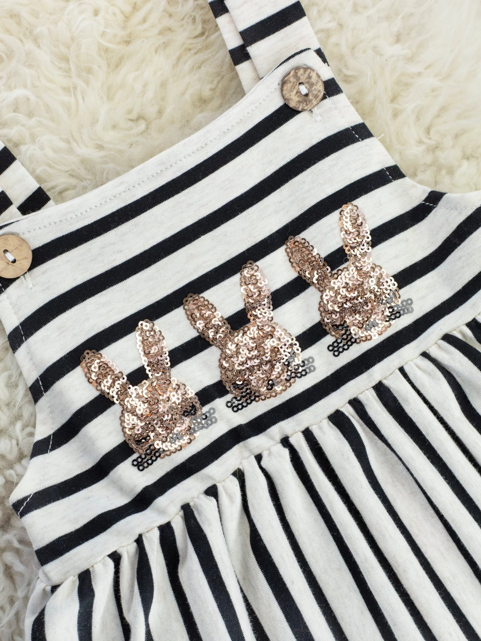Gold Sequin Bunny Striped Dress - Image 2