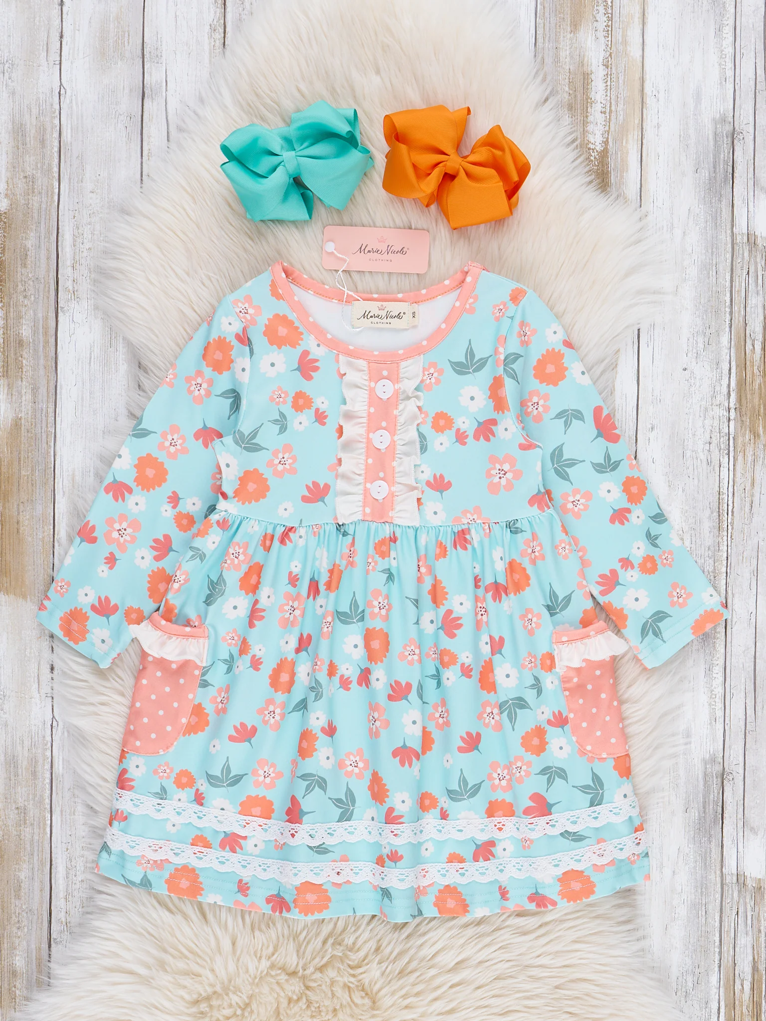 Golden Blooms Floral Lace Dress - Image 2