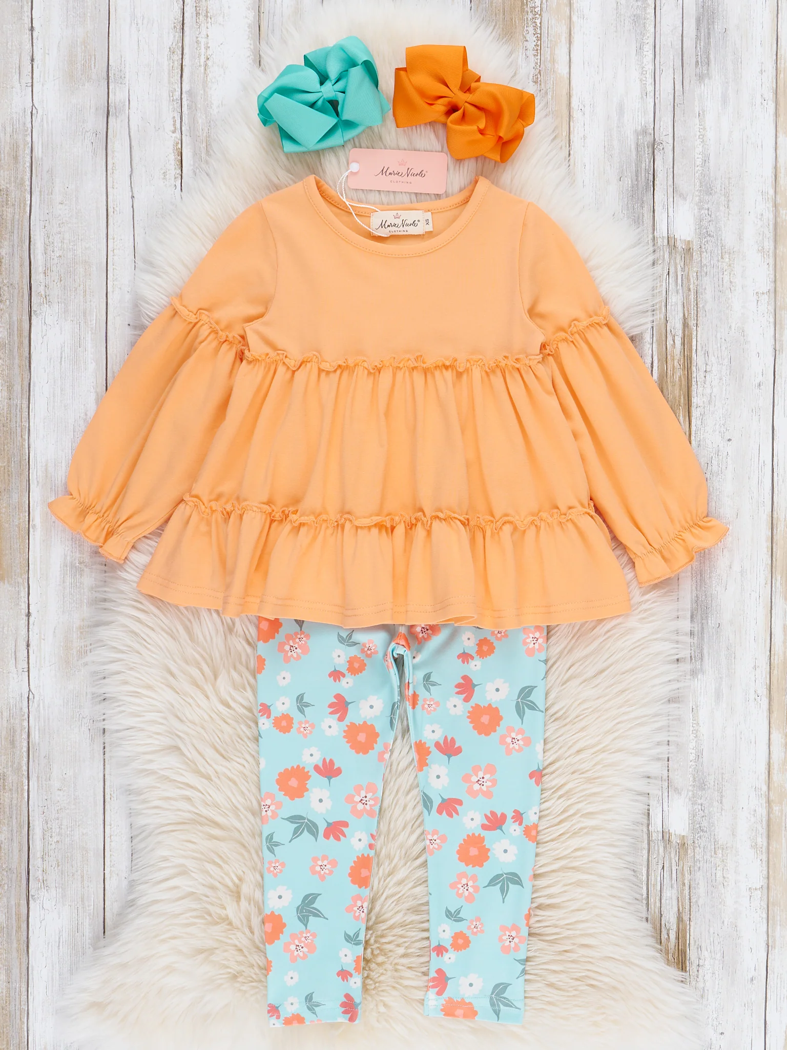 Golden Blooms Floral Ruffle Outfit