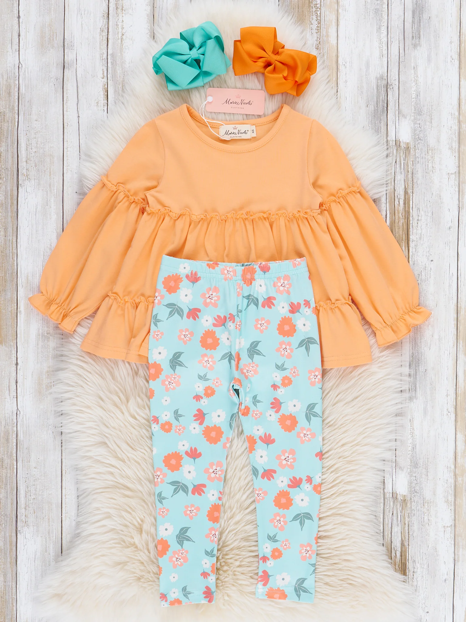 Golden Blooms Floral Ruffle Outfit - Image 2