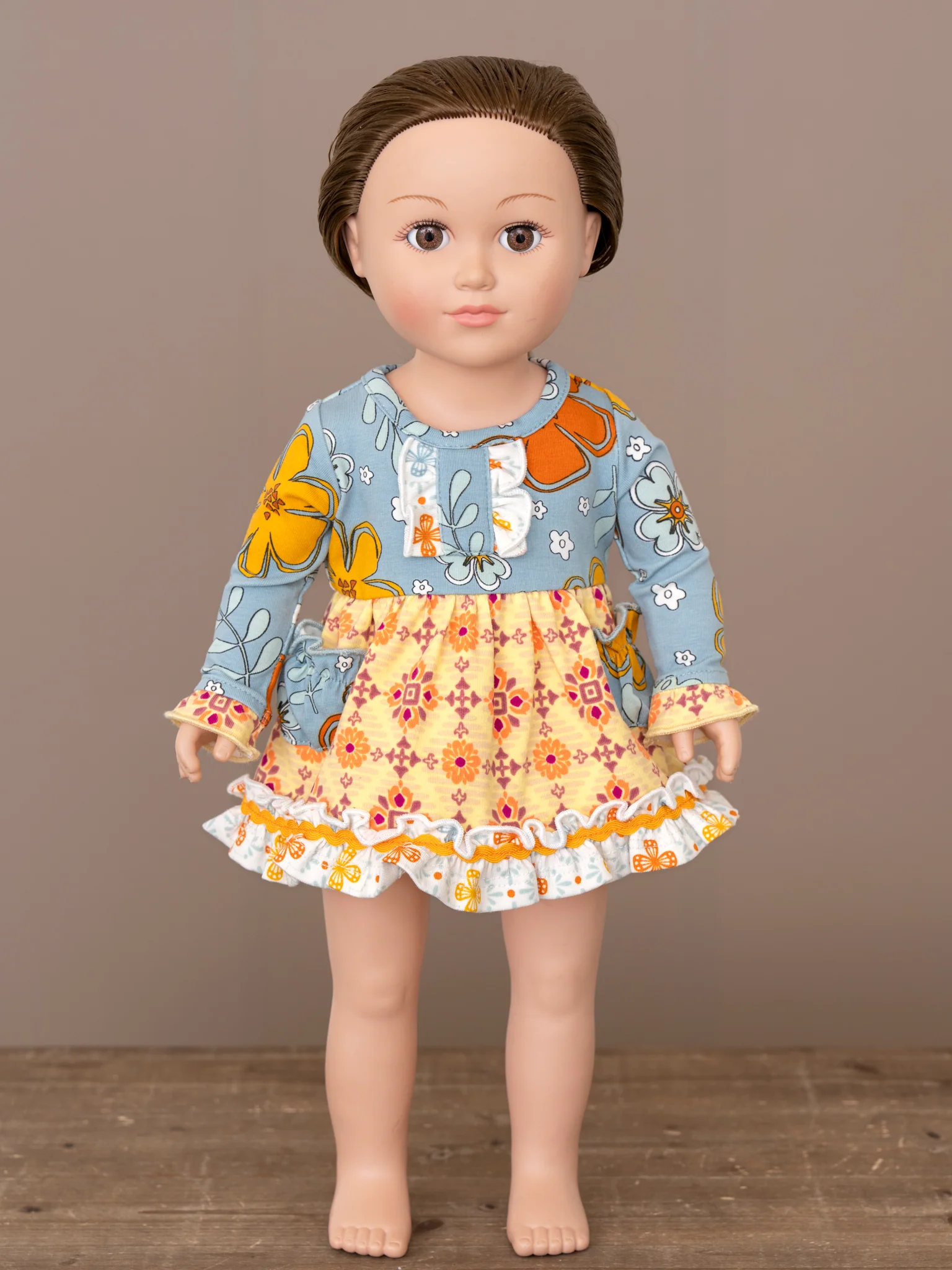 Golden Hour Sun Ruffle Doll Dress