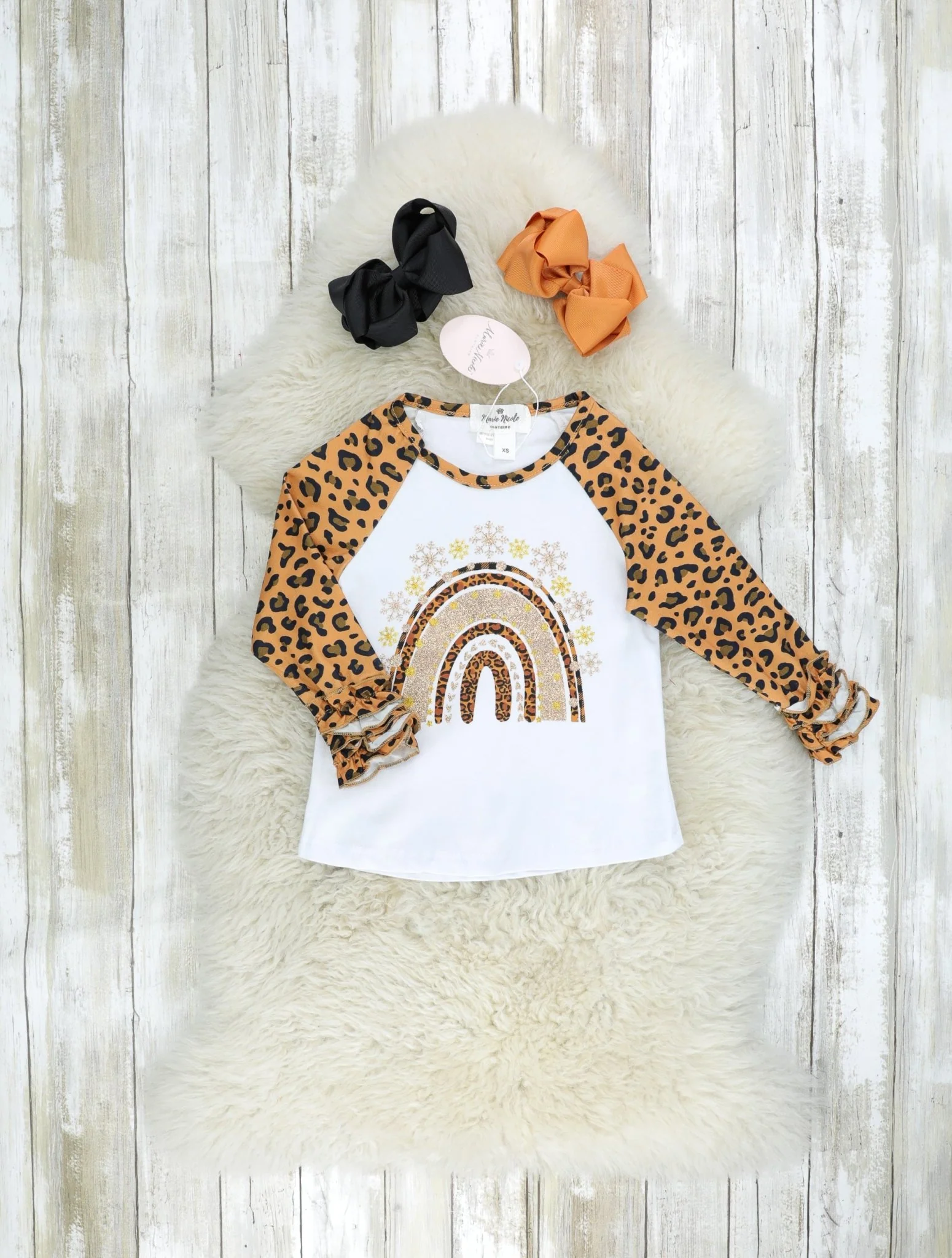 Golden Leopard Rainbow Raglan Shirt