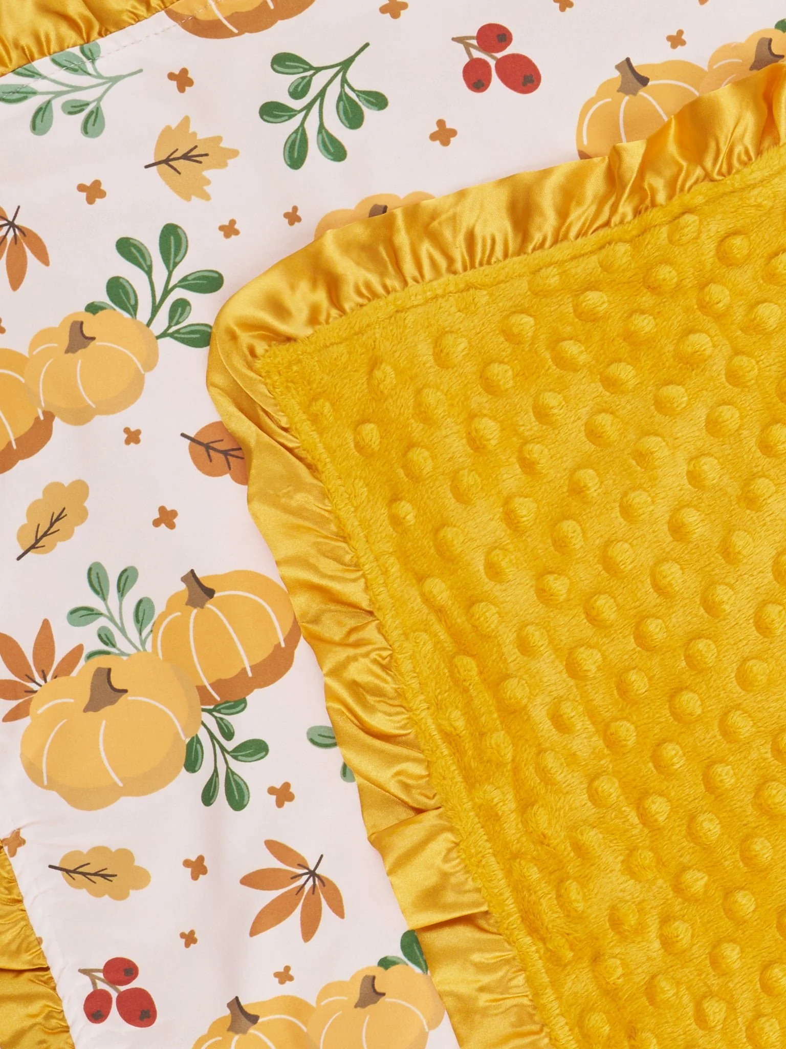 Golden Pumpkin Patch Minky Ruffle Blanket - Image 2