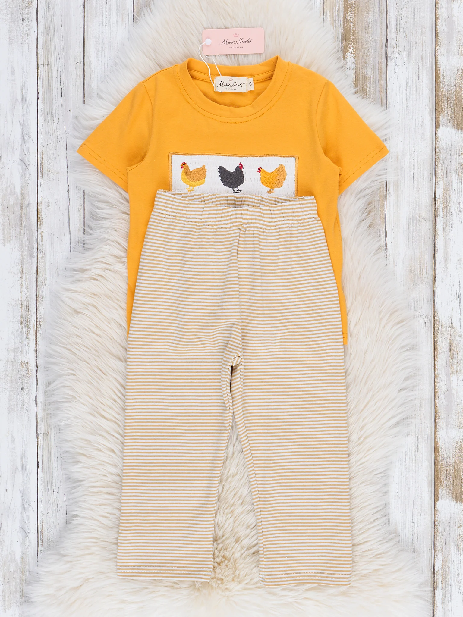 Golden Smocked Chicken Party Outfit - Image 2