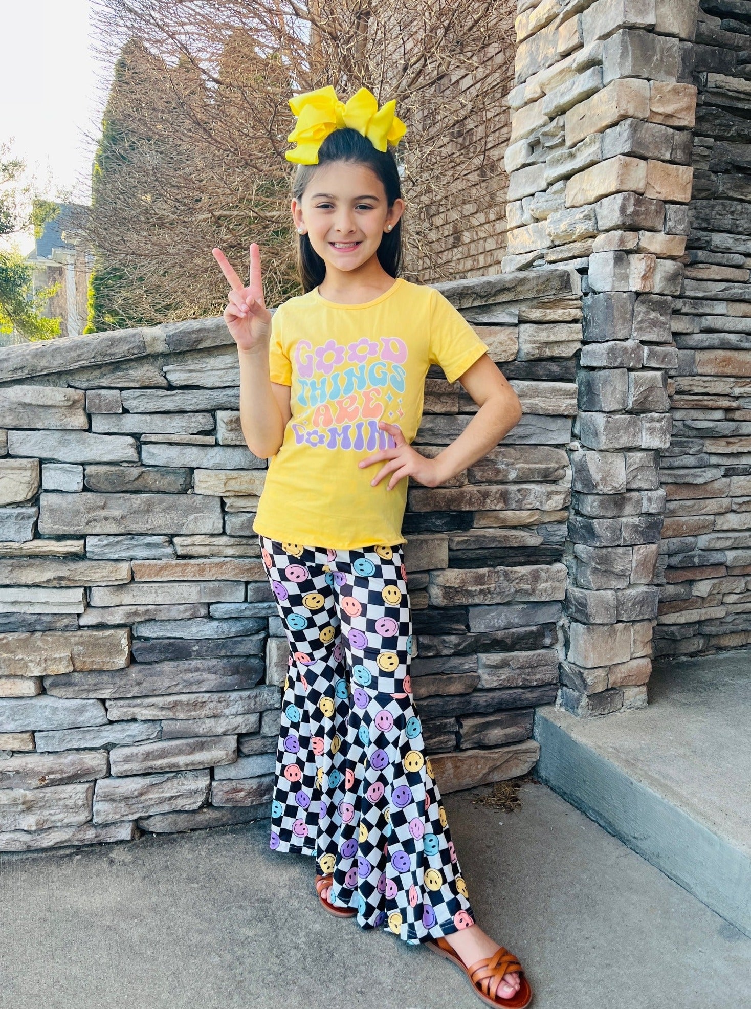 "Good Things" Smiley Check Outfit - Image 4
