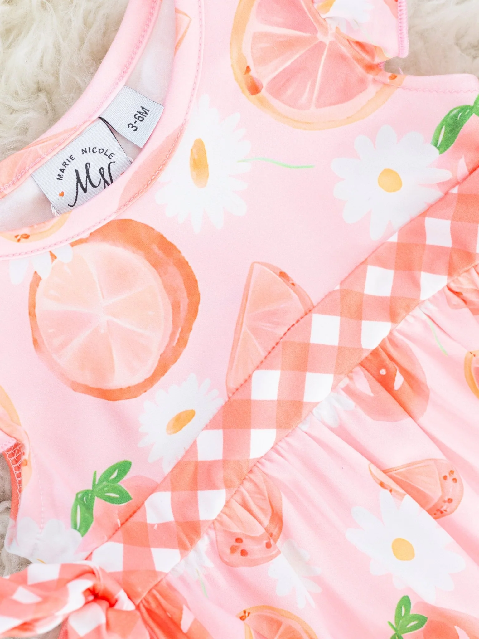 Grapefruit & Daisy Ruffle Bubble Romper - Image 2