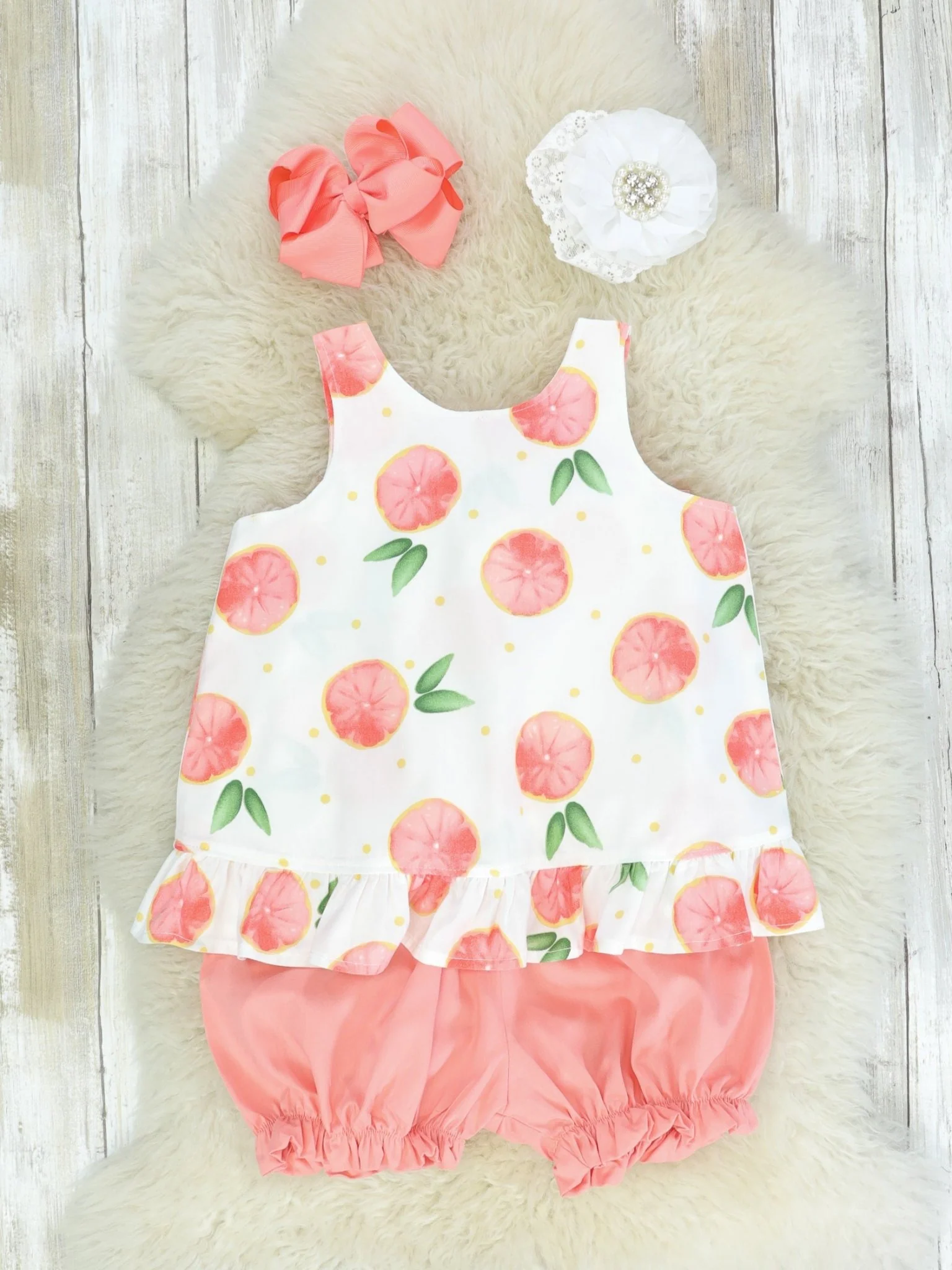 Grapefruit Ruffle Open-Back Bow Outfit - Image 2