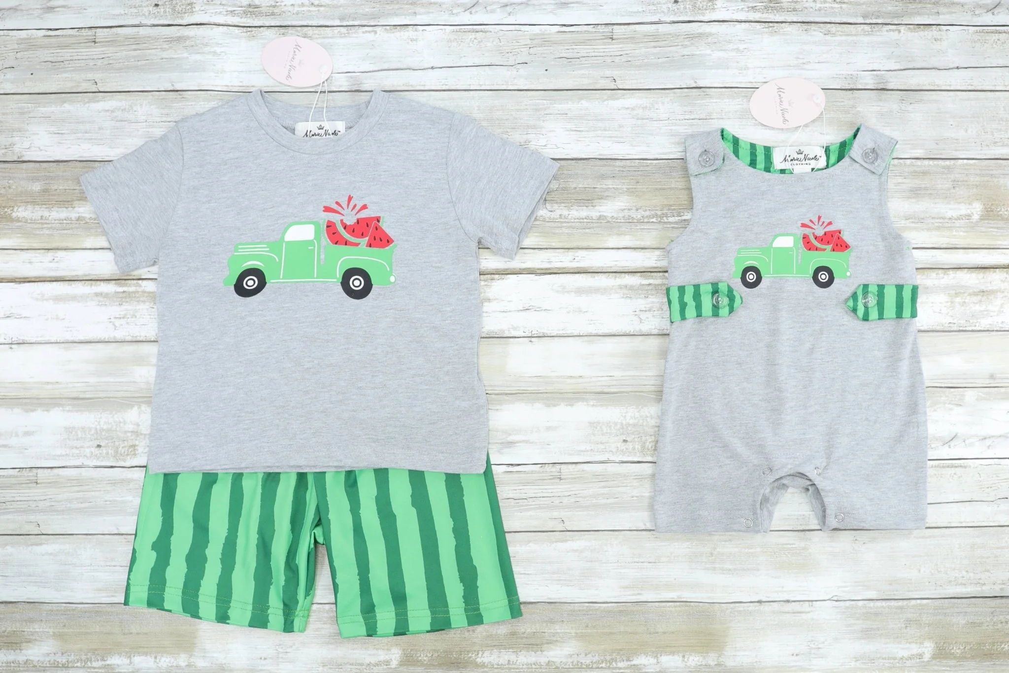 Grey Watermelon Truck Romper - Image 2