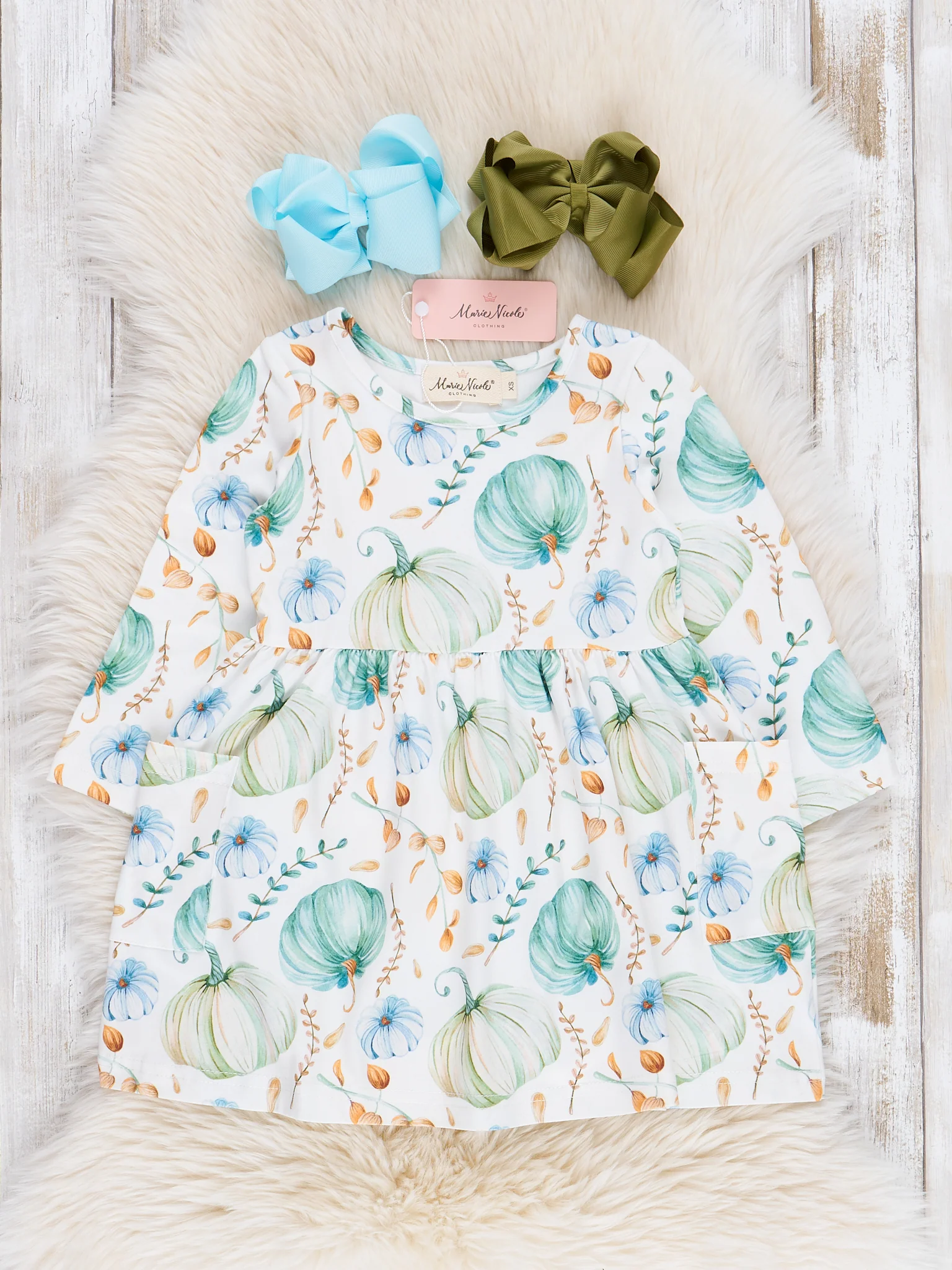 Green & Blue Pumpkin Pocket Dress - Image 2