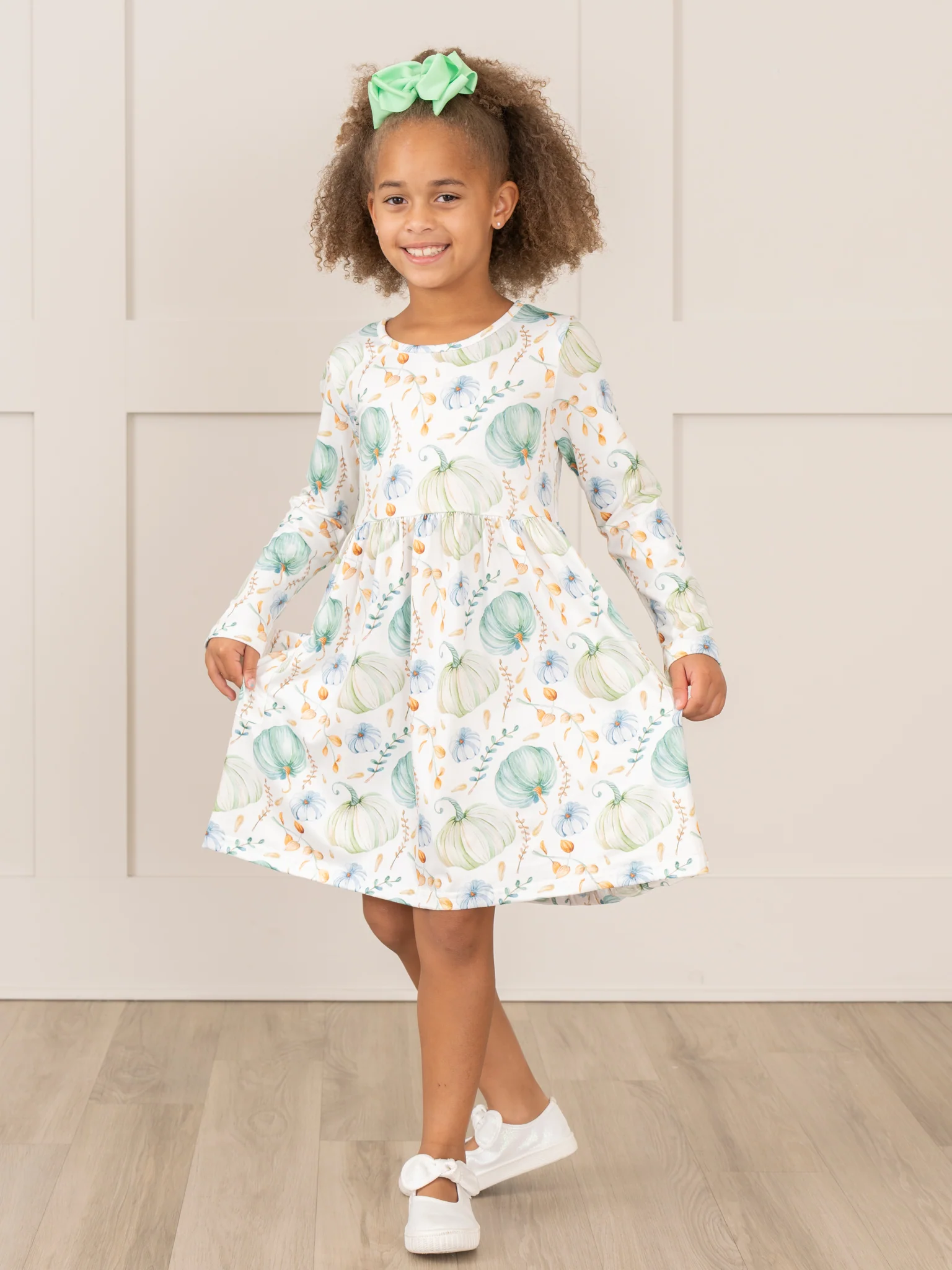 Green & Blue Pumpkin Pocket Dress - Image 3