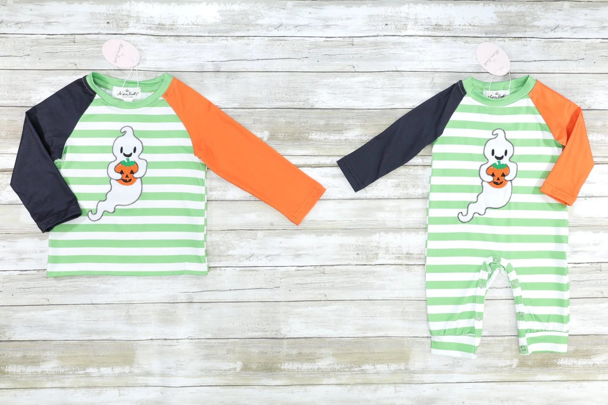 Green & Orange Pumpkin Ghoul Romper - Image 2
