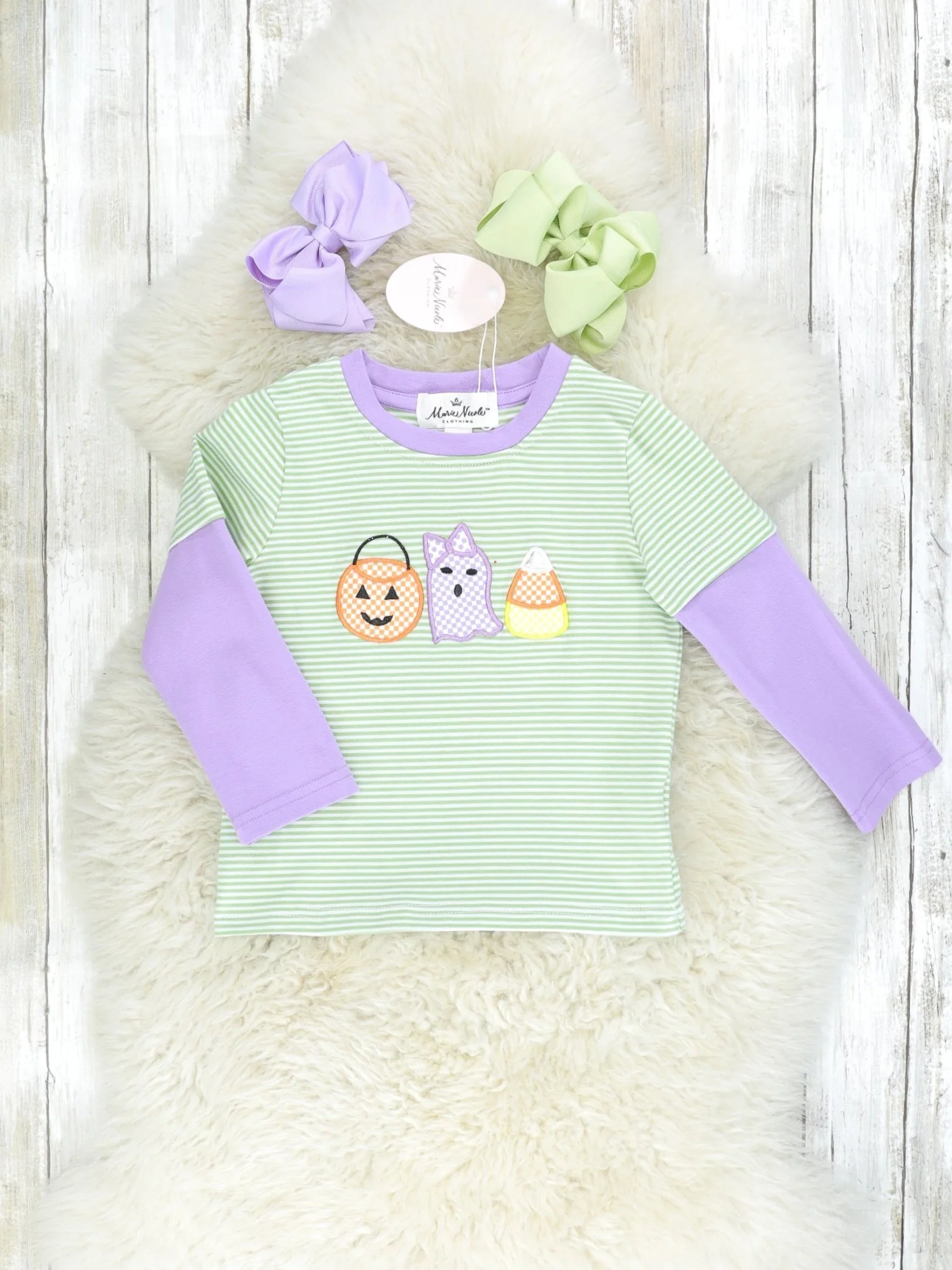 Green & Purple Halloween Long Sleeve Shirt - Image 2