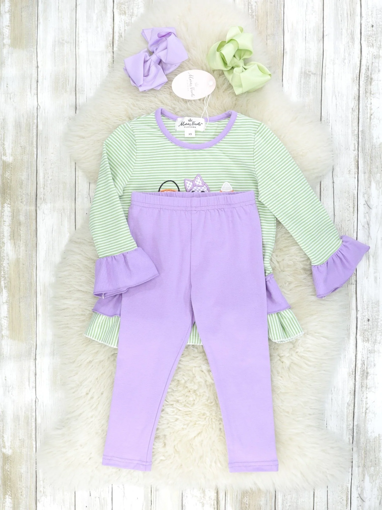 Green & Purple Halloween Ruffle Outfit - Image 2