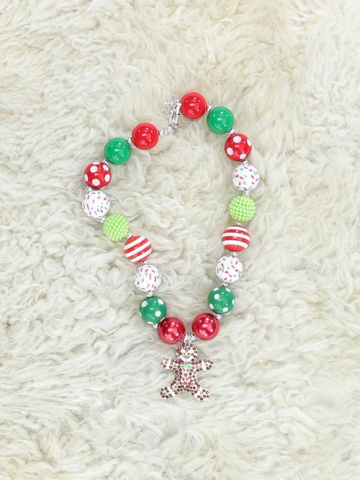 Green & Red Gingerbread Bubblegum Necklace