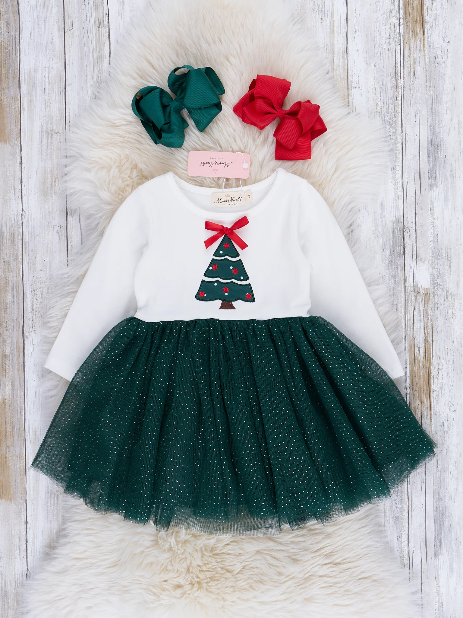 Green Christmas Tree Tulle Swing Dress