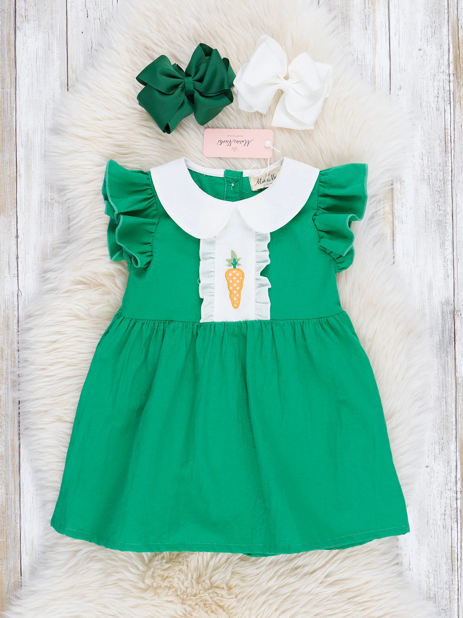 Green Embroidered Carrot Dress