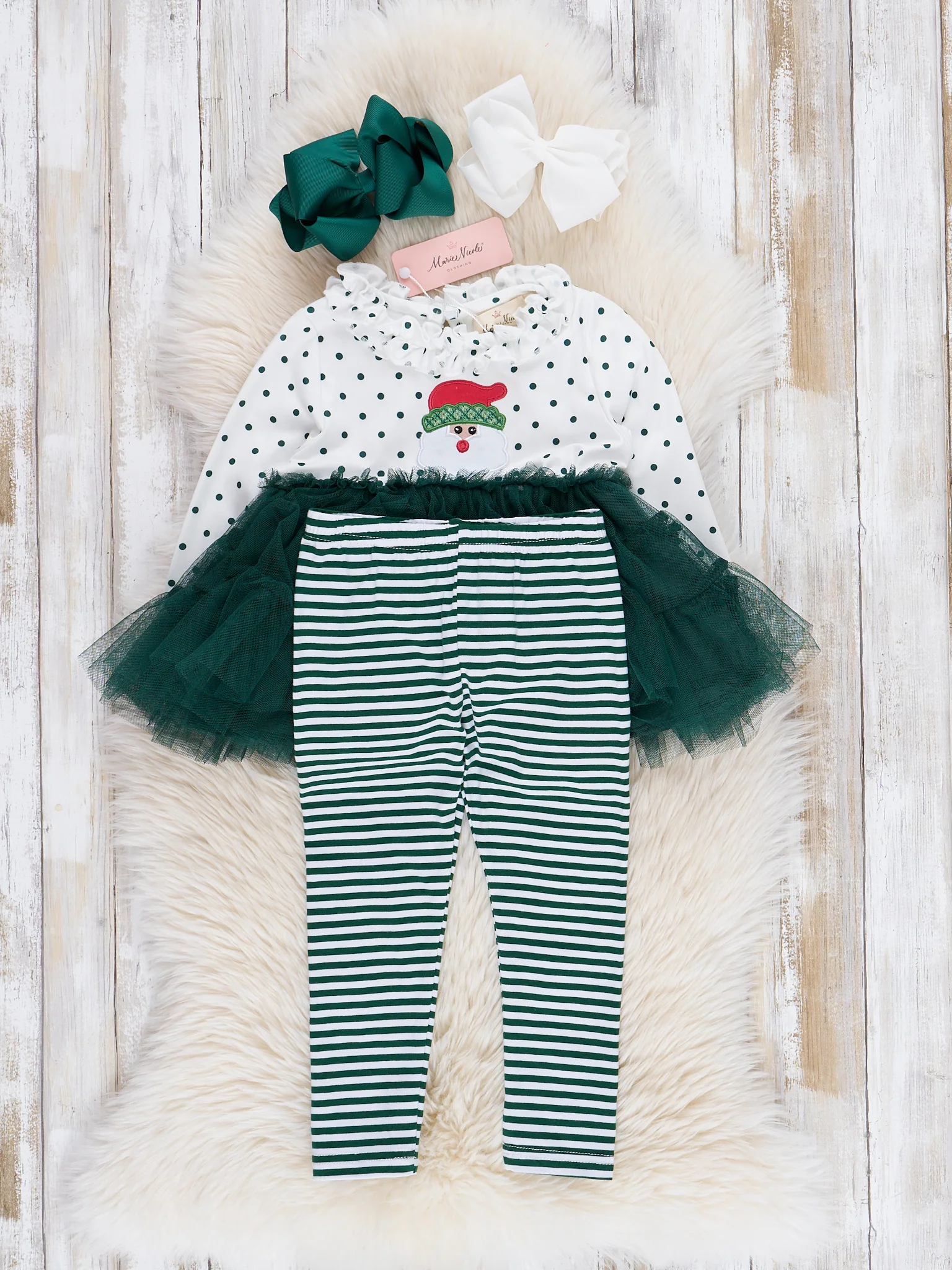 Green Embroidered Santa Tulle Outfit - Image 3