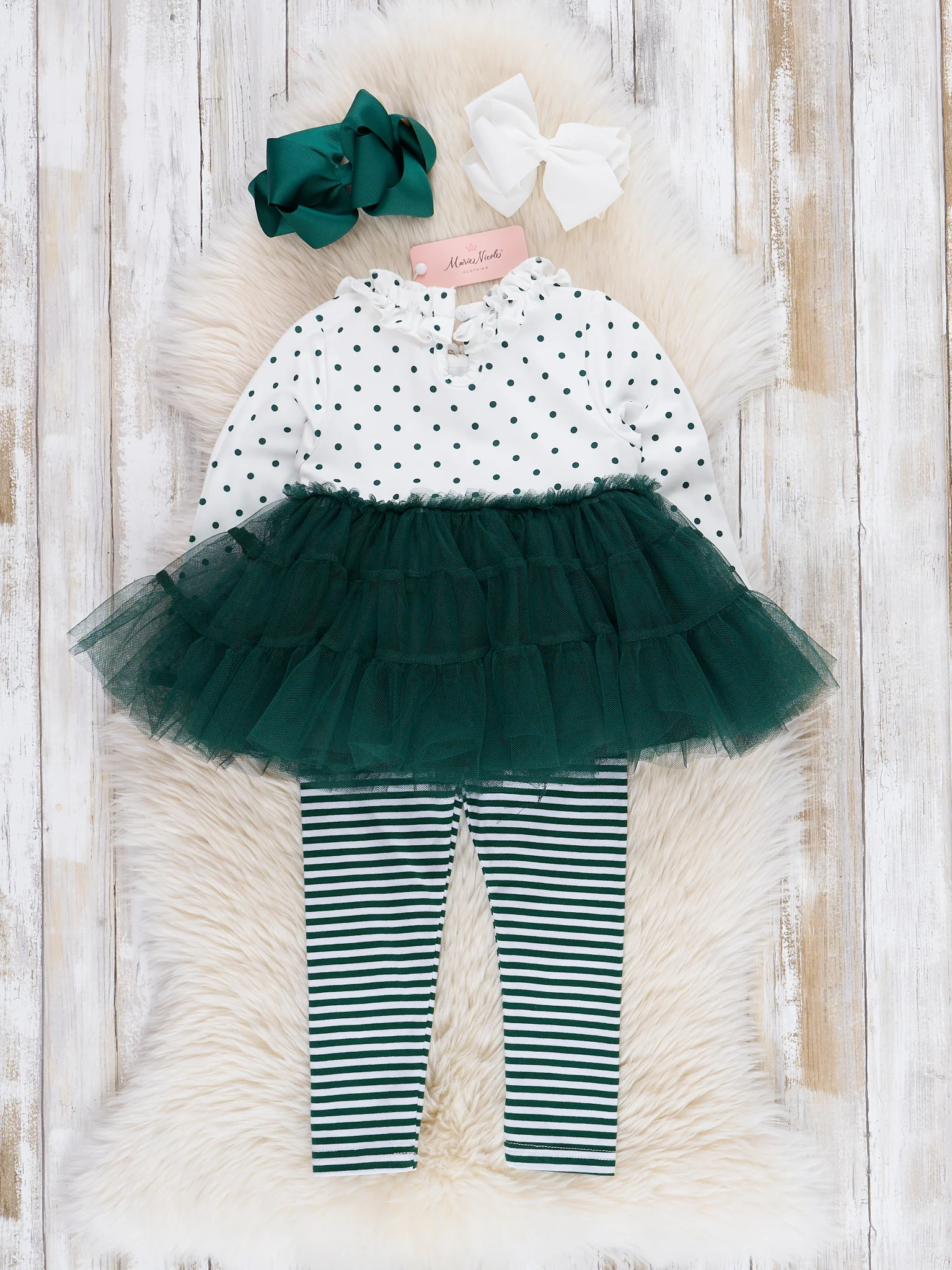 Green Embroidered Santa Tulle Outfit - Image 4