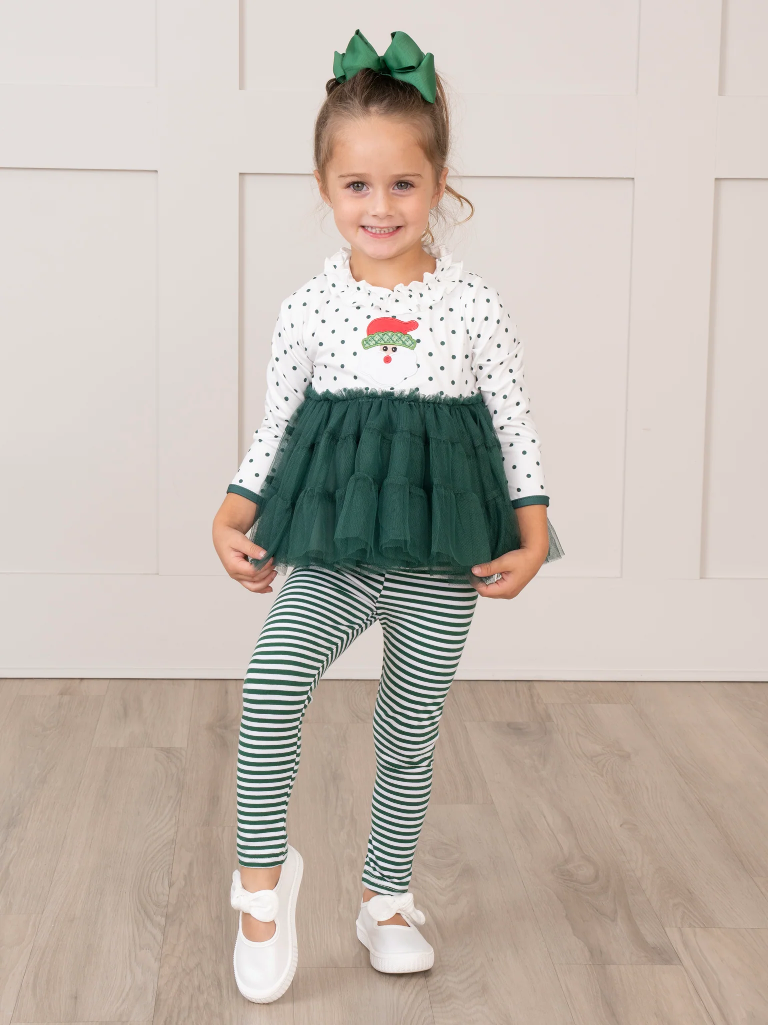 Green Embroidered Santa Tulle Outfit - Image 5