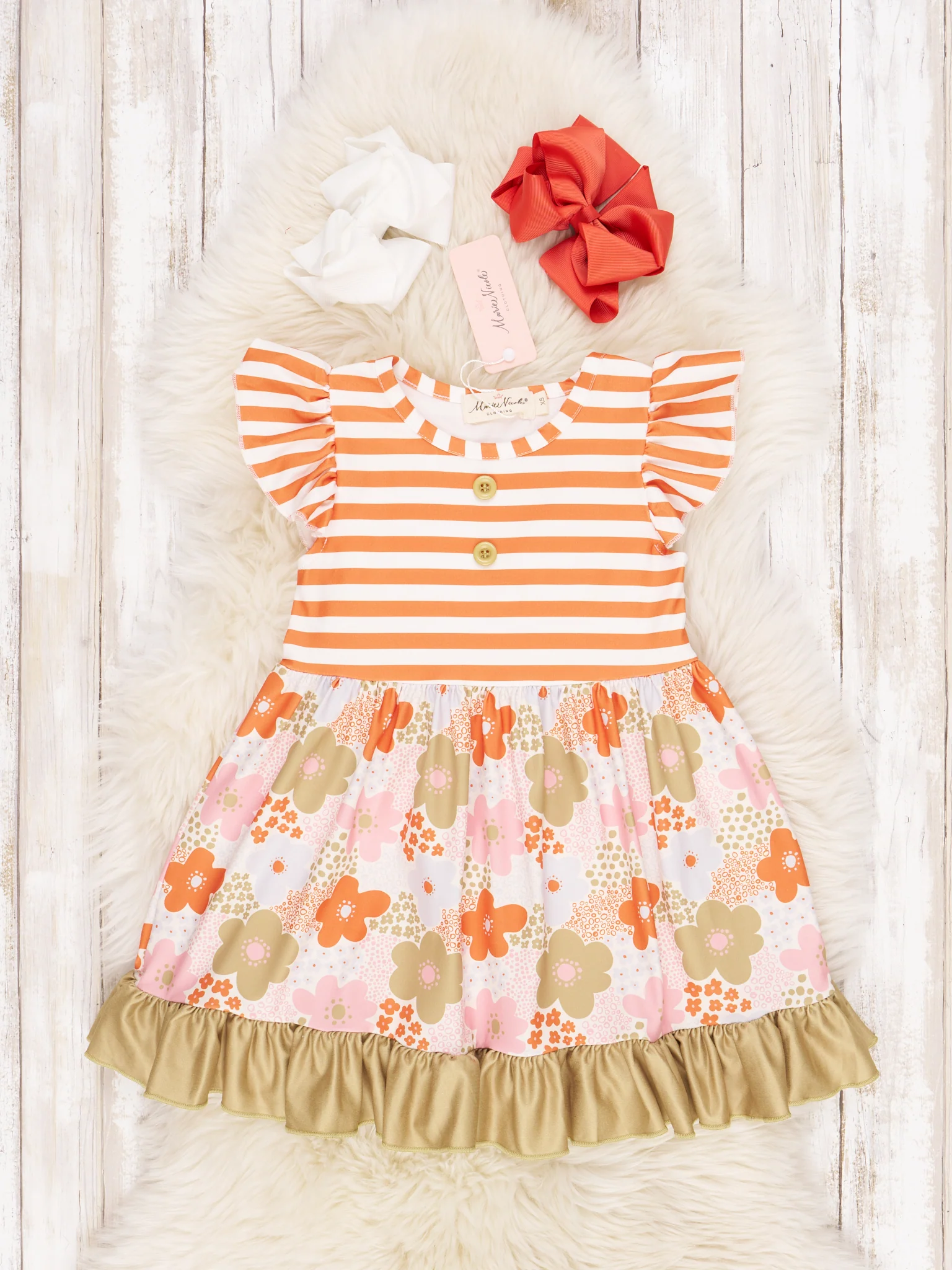 Green Floral Ruffle Dress