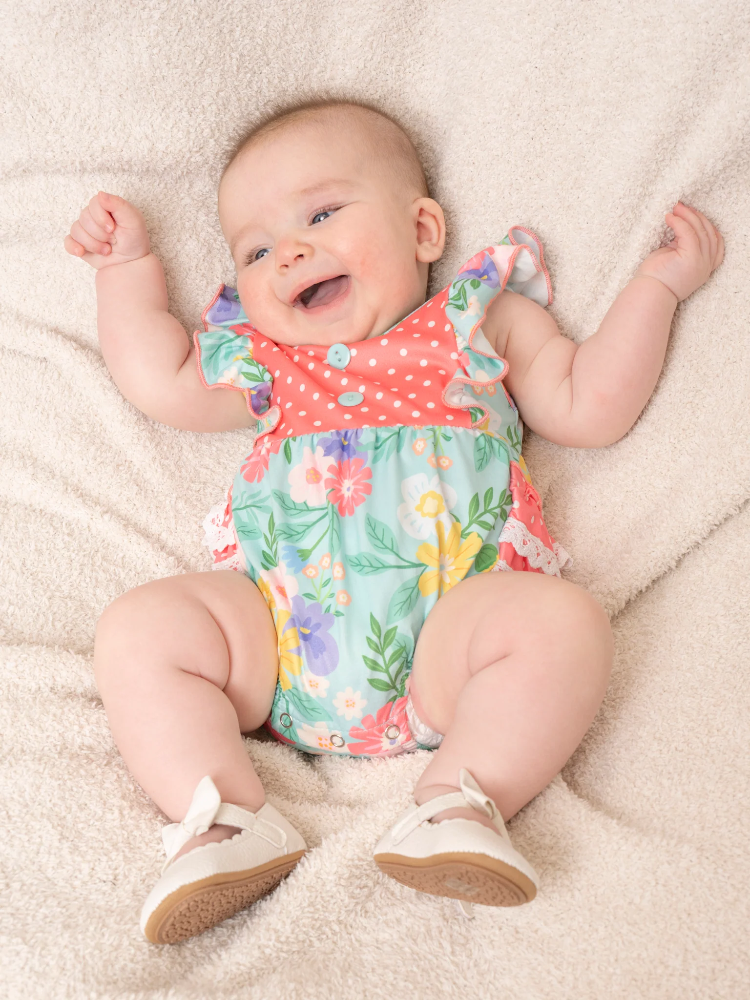 Green Garden Ruffle Bubble Romper
