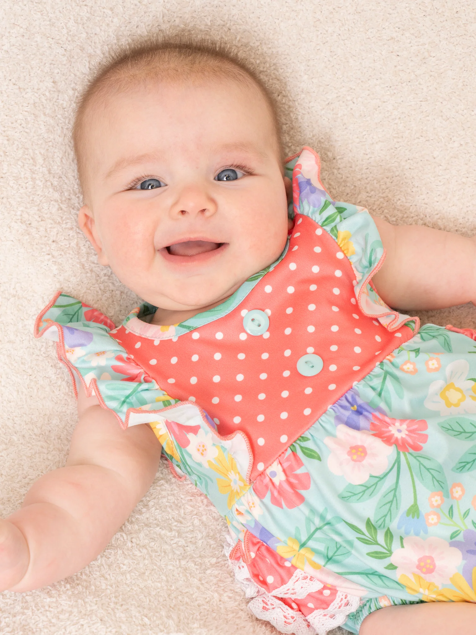 Green Garden Ruffle Bubble Romper - Image 2