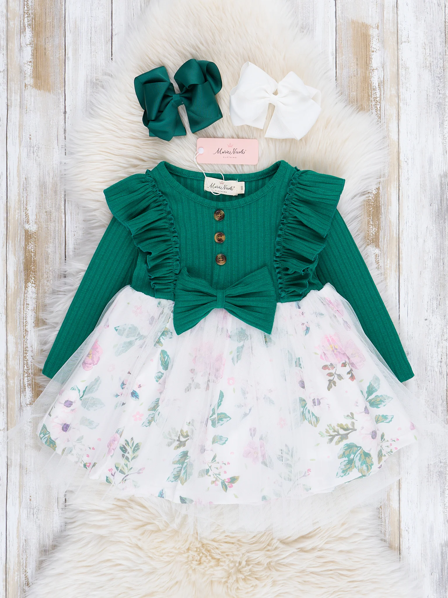 Green Garden Ruffle Tulle Dress - Image 2