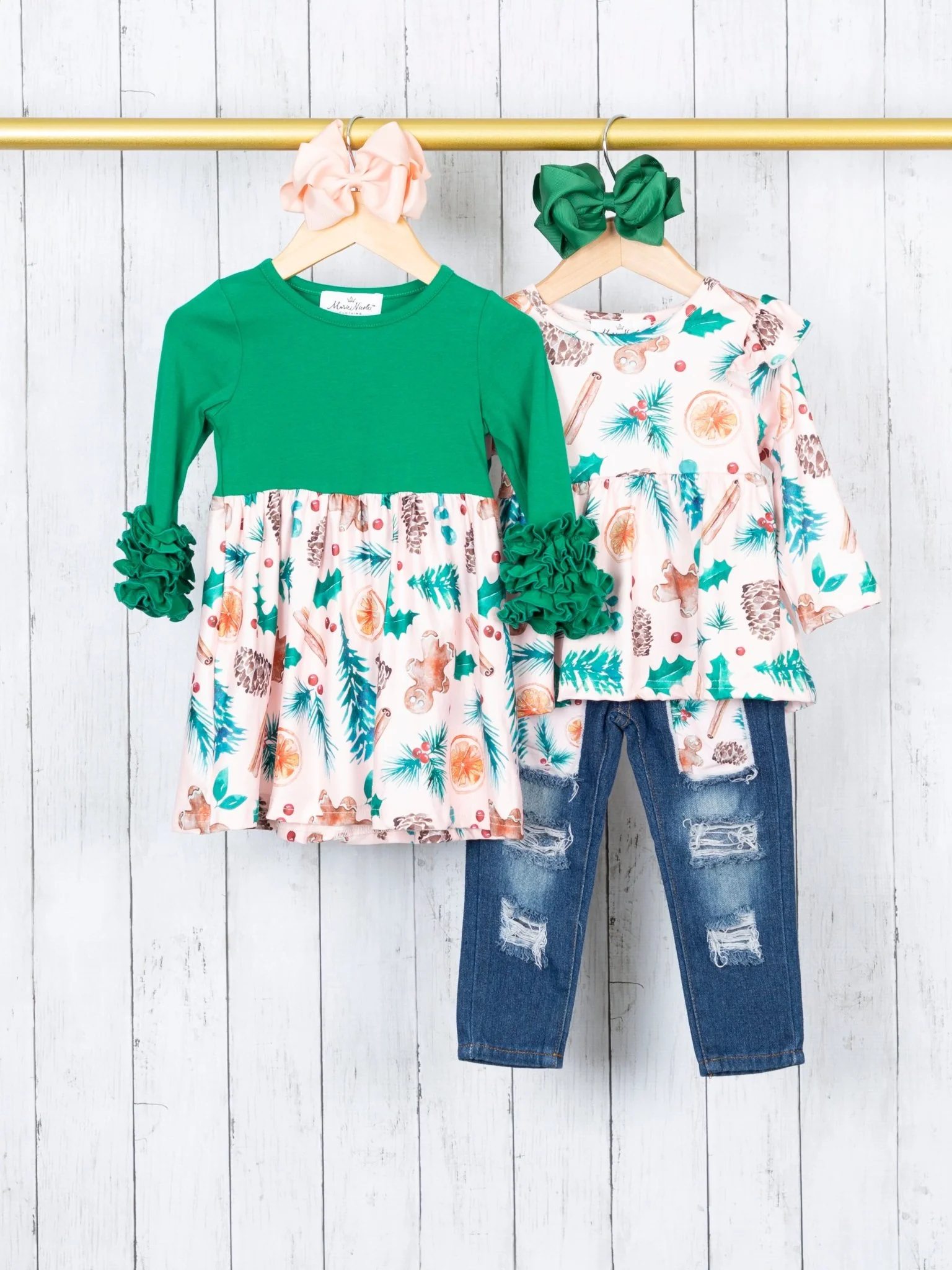 Green Gingerbread Icing Ruffle Dress - Image 3