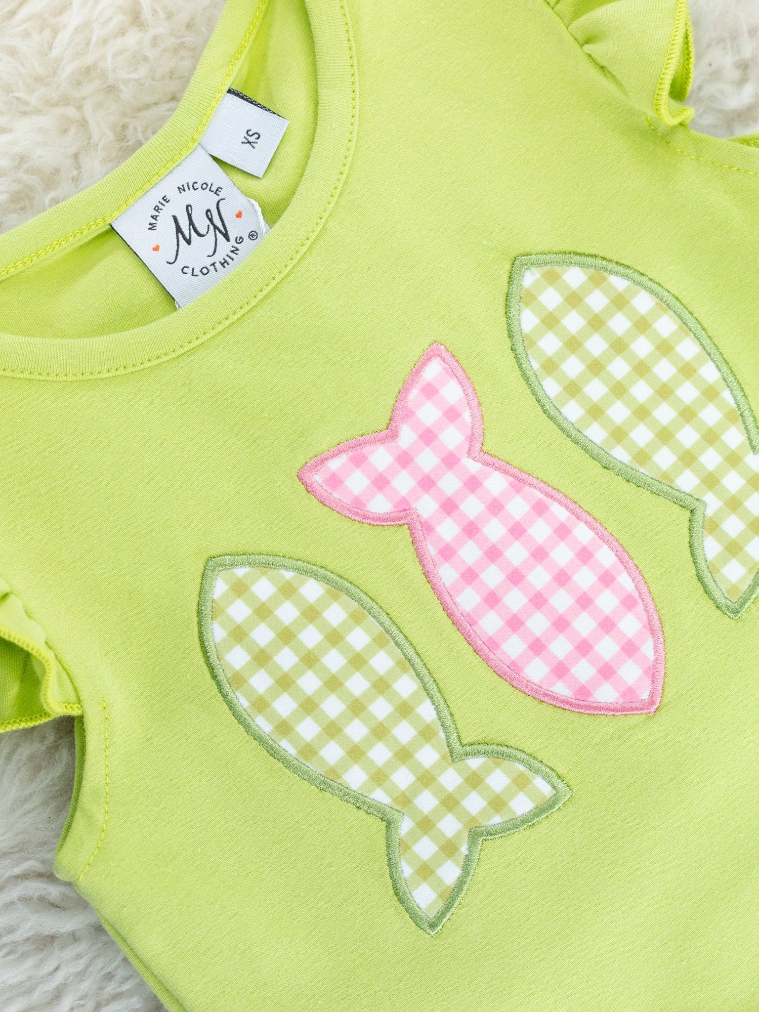 Green Gingham Fish Ruffle Outfit - Image 4