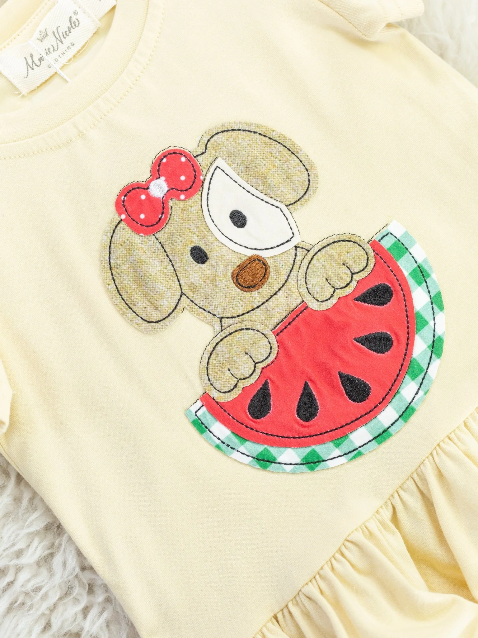 Green Gingham Watermelon Puppy Ruffle Outfit - Image 3