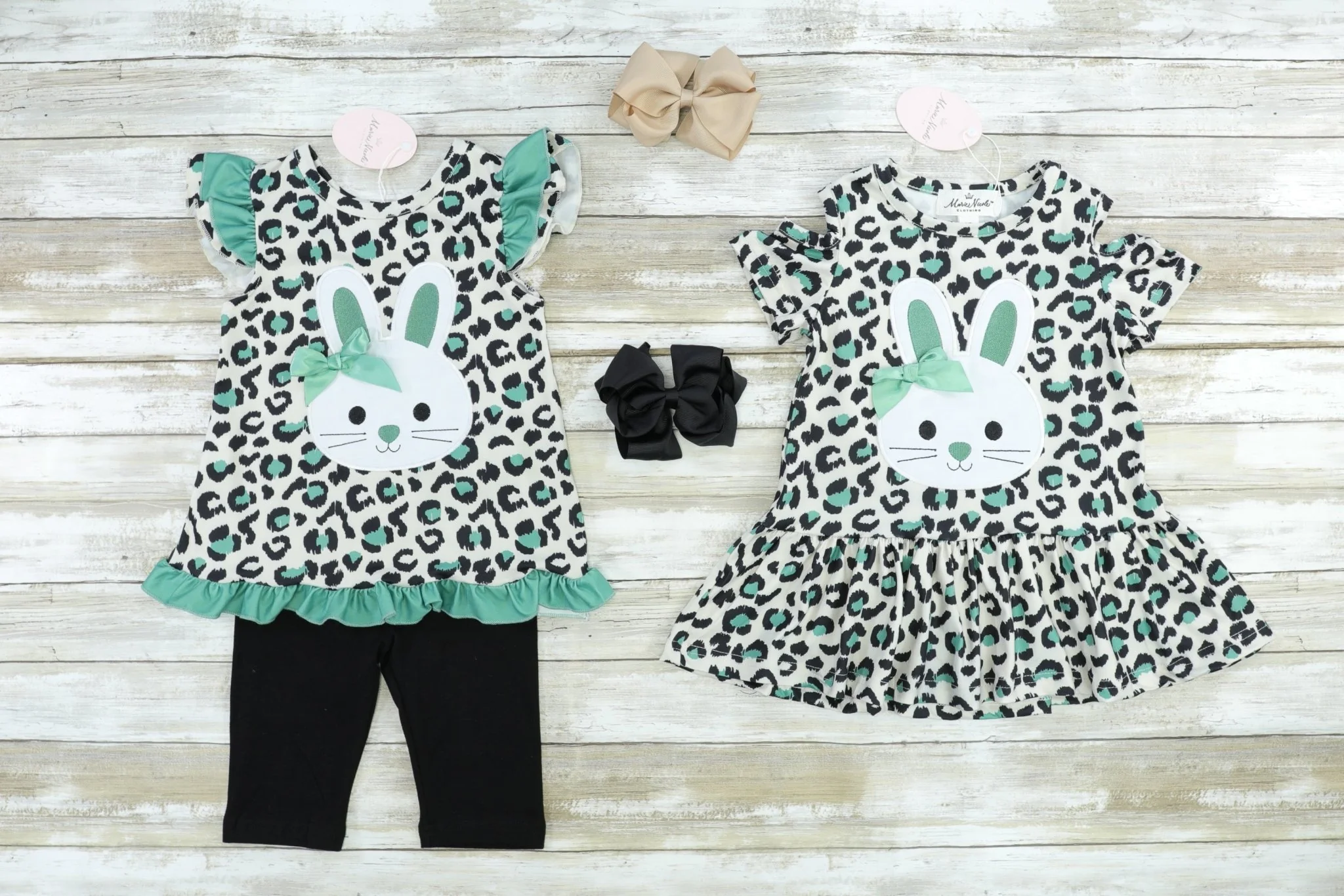 Green Leopard Bunny Ruffle Tunic Outfit - Image 2