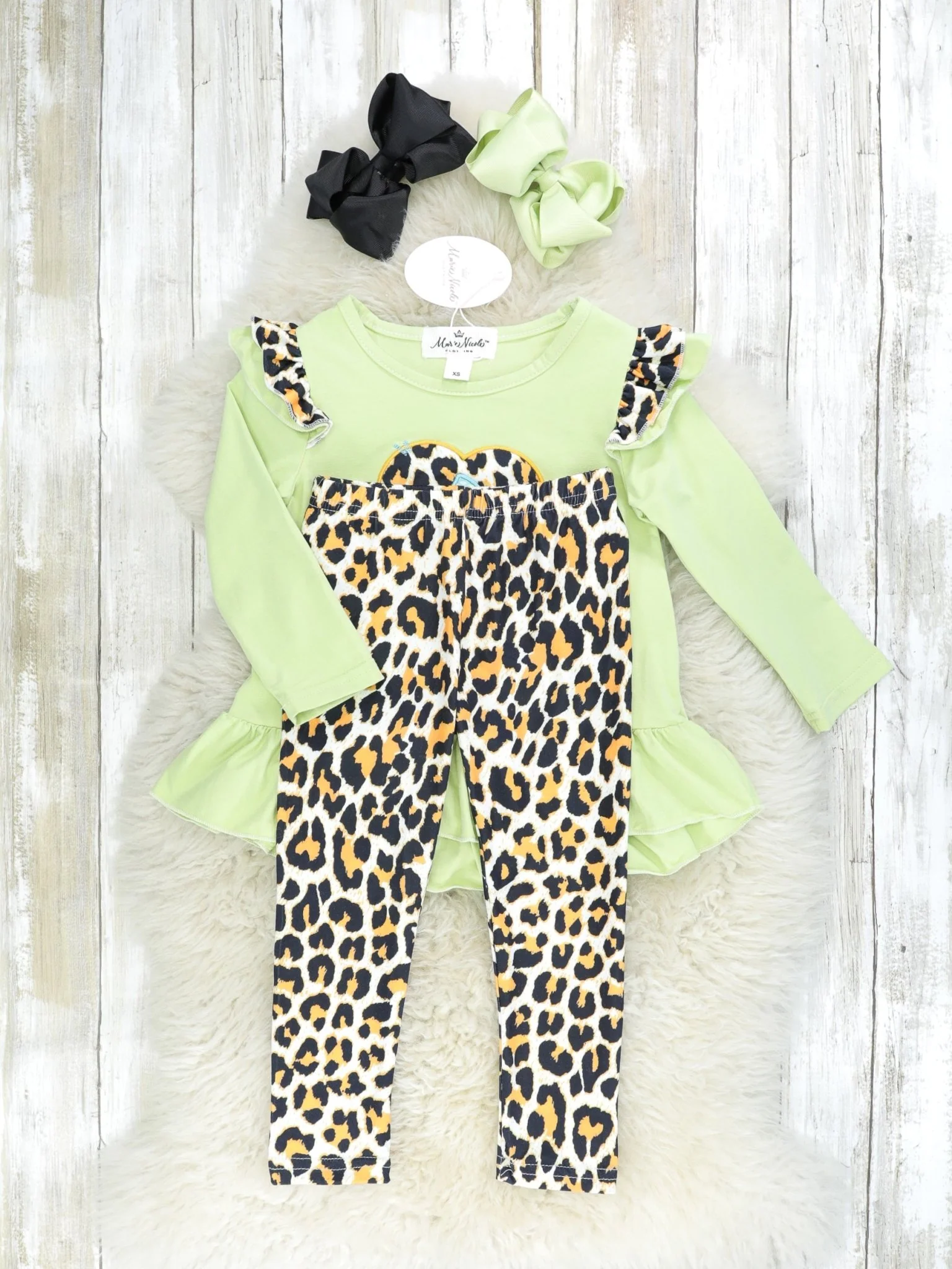 Green Leopard Turkey Ruffle Outfit - Image 2