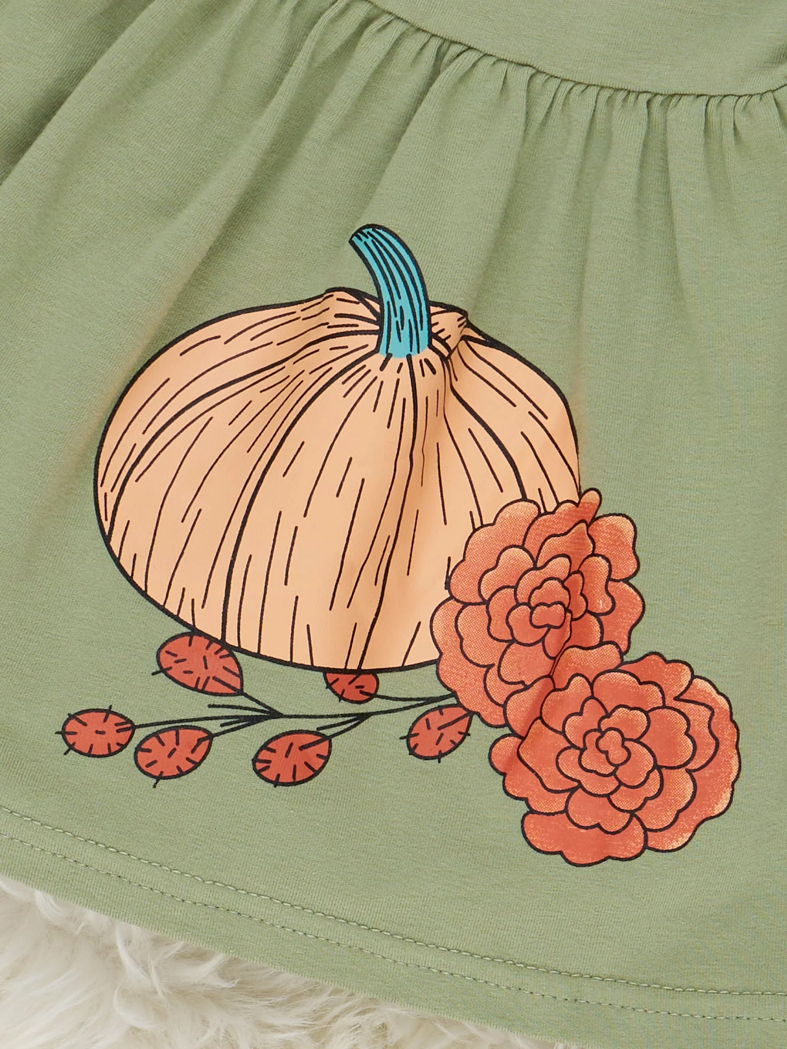Green & Orange Autumn Pumpkin Ruffle Outfit - Image 3