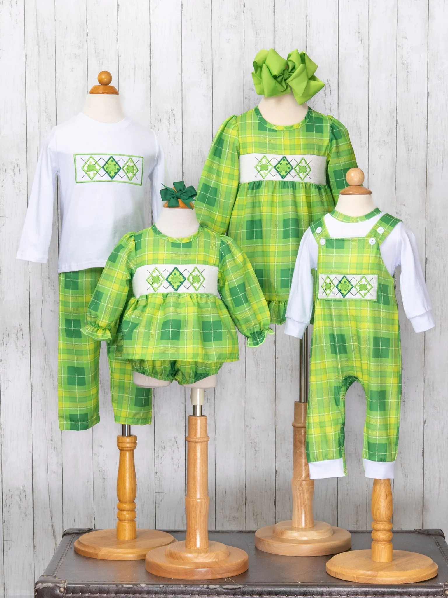 Green Plaid Smocked Clover Ruffle Dress - Image 6