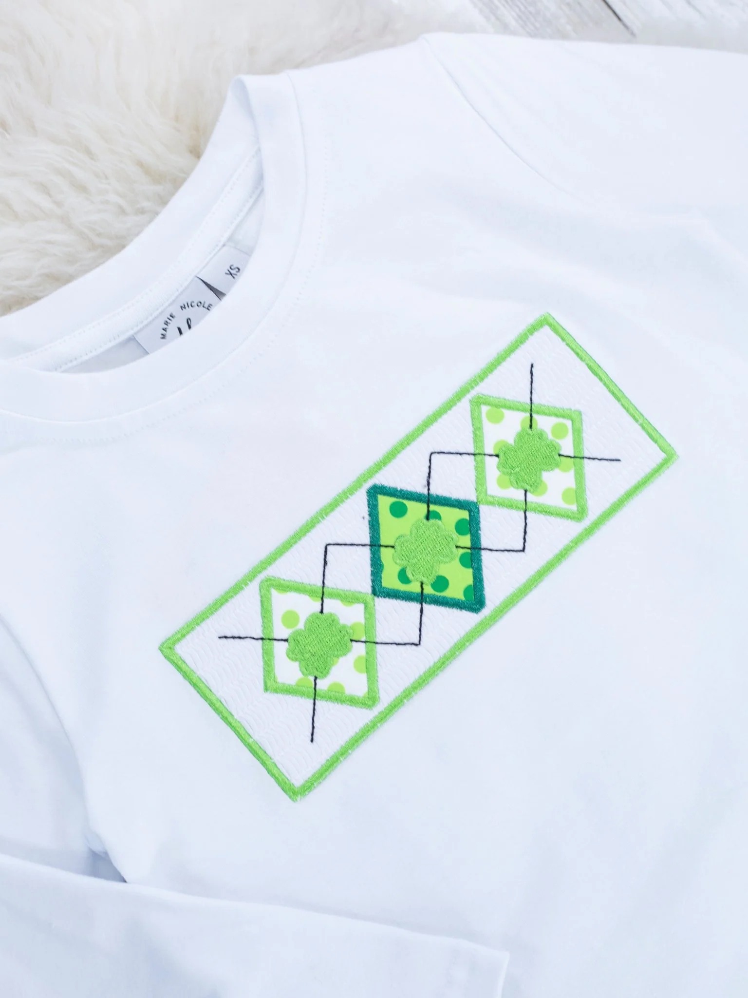 Green Plaid Smocked Clover Outfit - Image 3